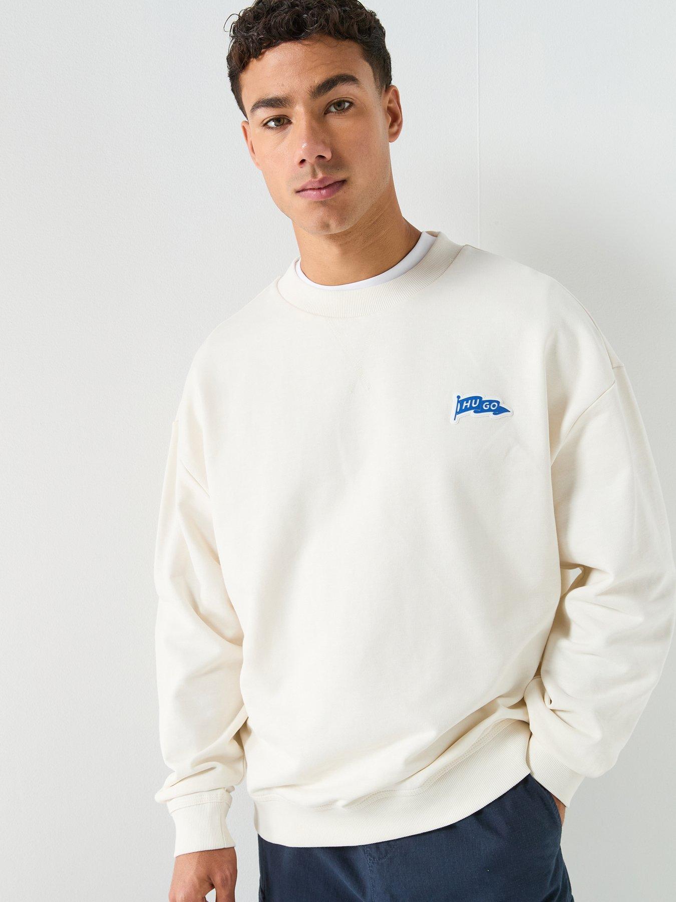 HUGO Blue Nohatoch Loose Fit Crew Sweatshirt - White