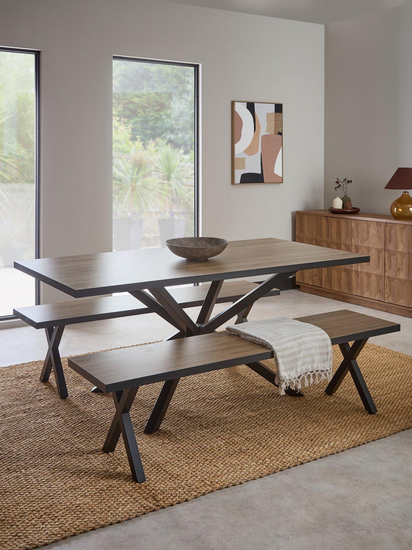 the-very-collection-oslo-180cm-rectangular-dining-table-2-benchesfront