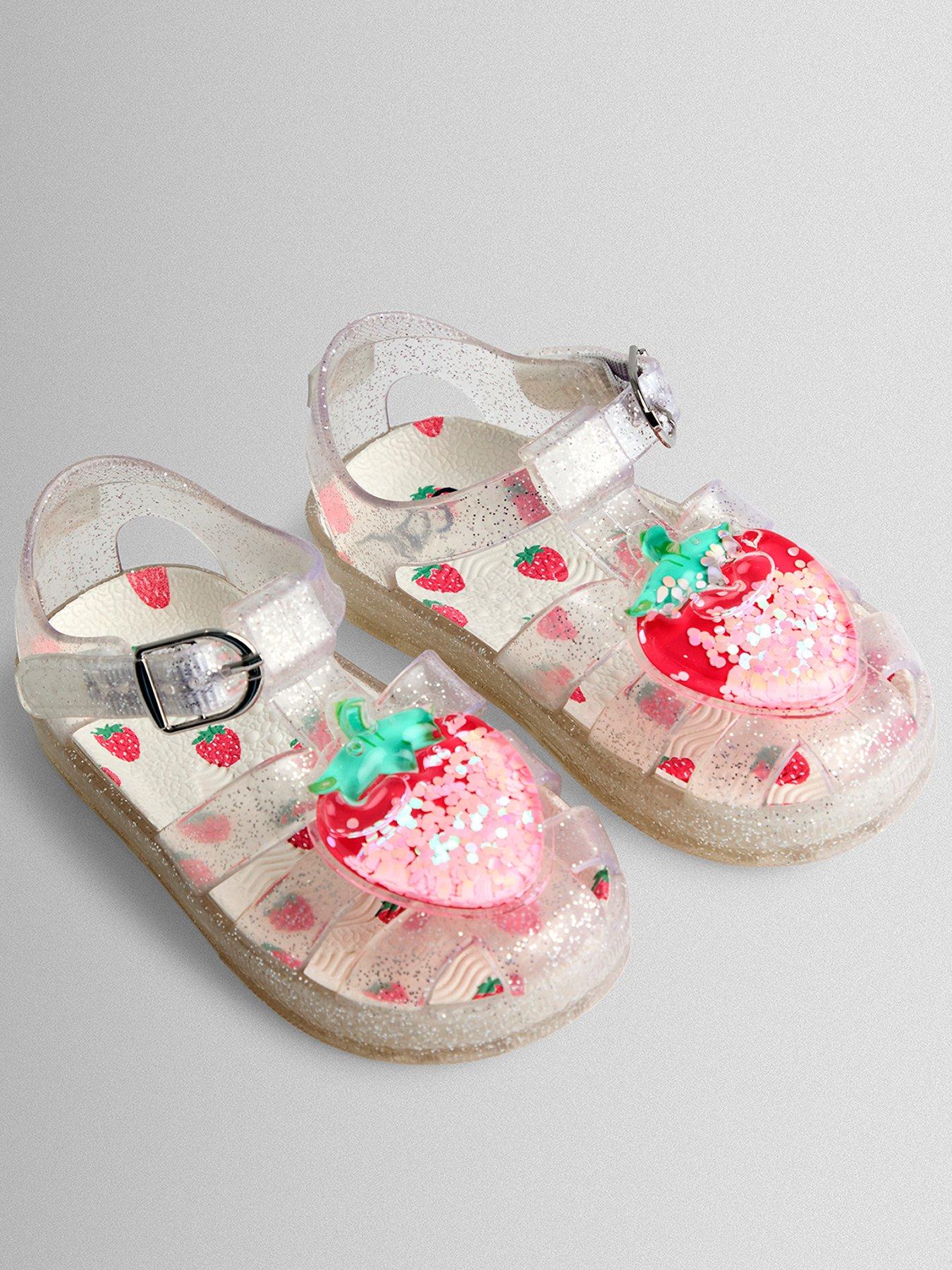 JoJo Maman Bebe Toddler Girls Strawberry Glitter Jelly Sandals - Pink