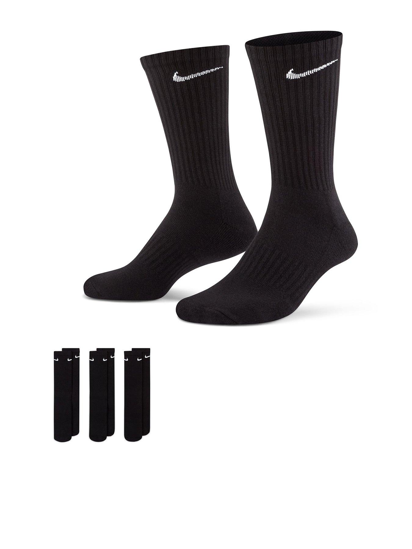Image 1 of 5 of Nike Mens Training Everyday Cushioned Crew Socks (3 Pack) - Black