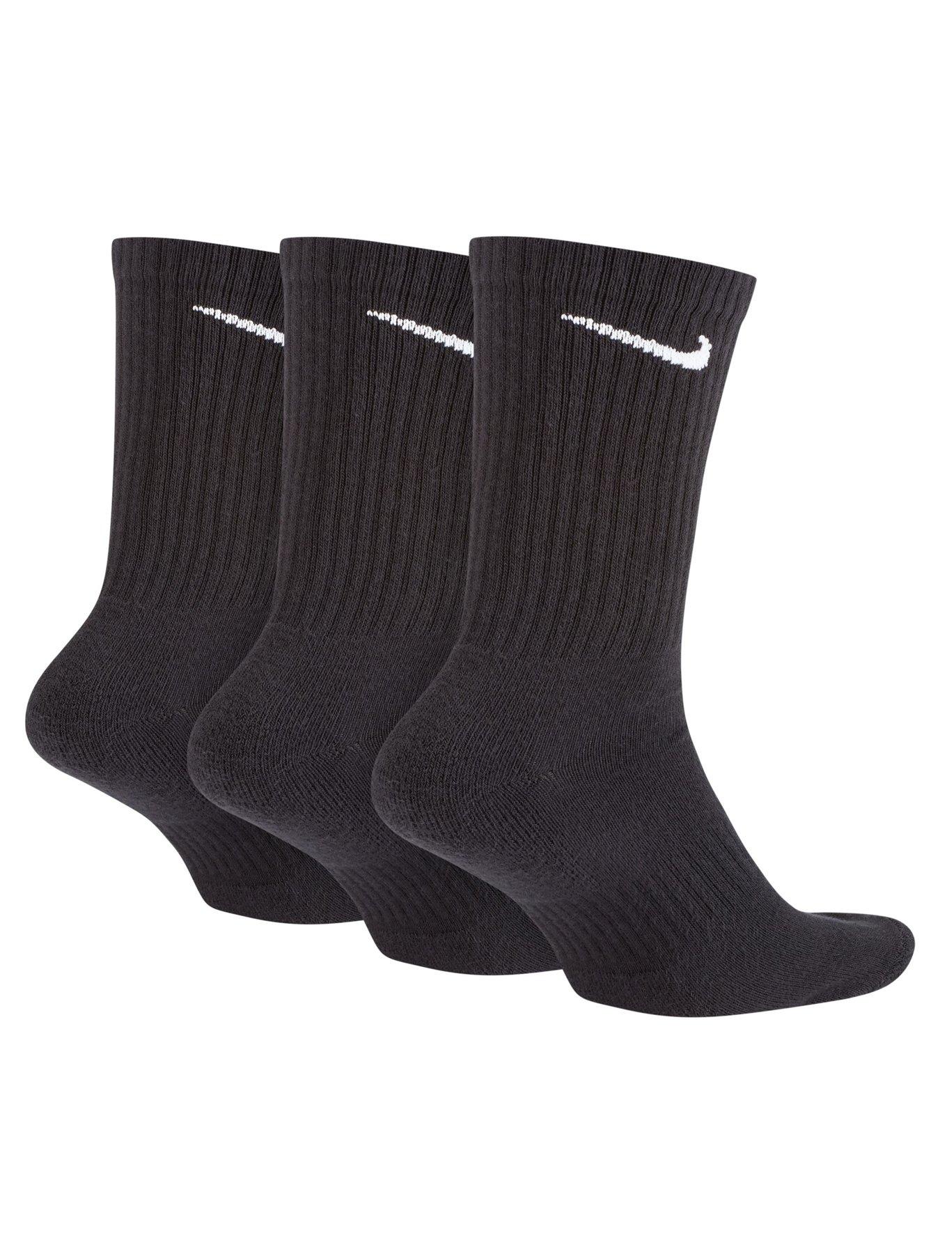 Image 2 of 5 of Nike Mens Training Everyday Cushioned Crew Socks (3 Pack) - Black