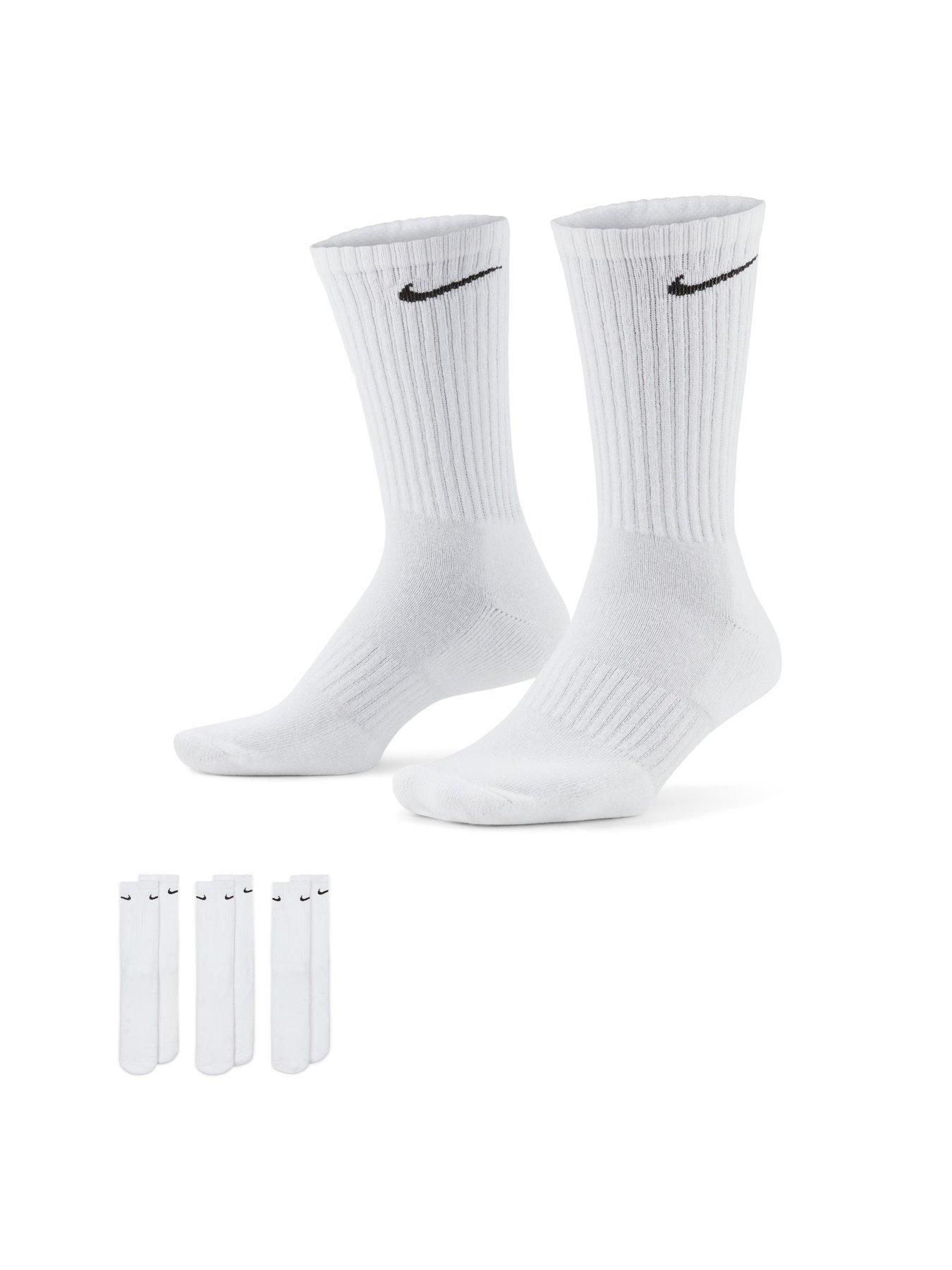 Image 2 of 5 of Nike Mens Training Everyday Cushioned Crew Socks (3 Pack) - White