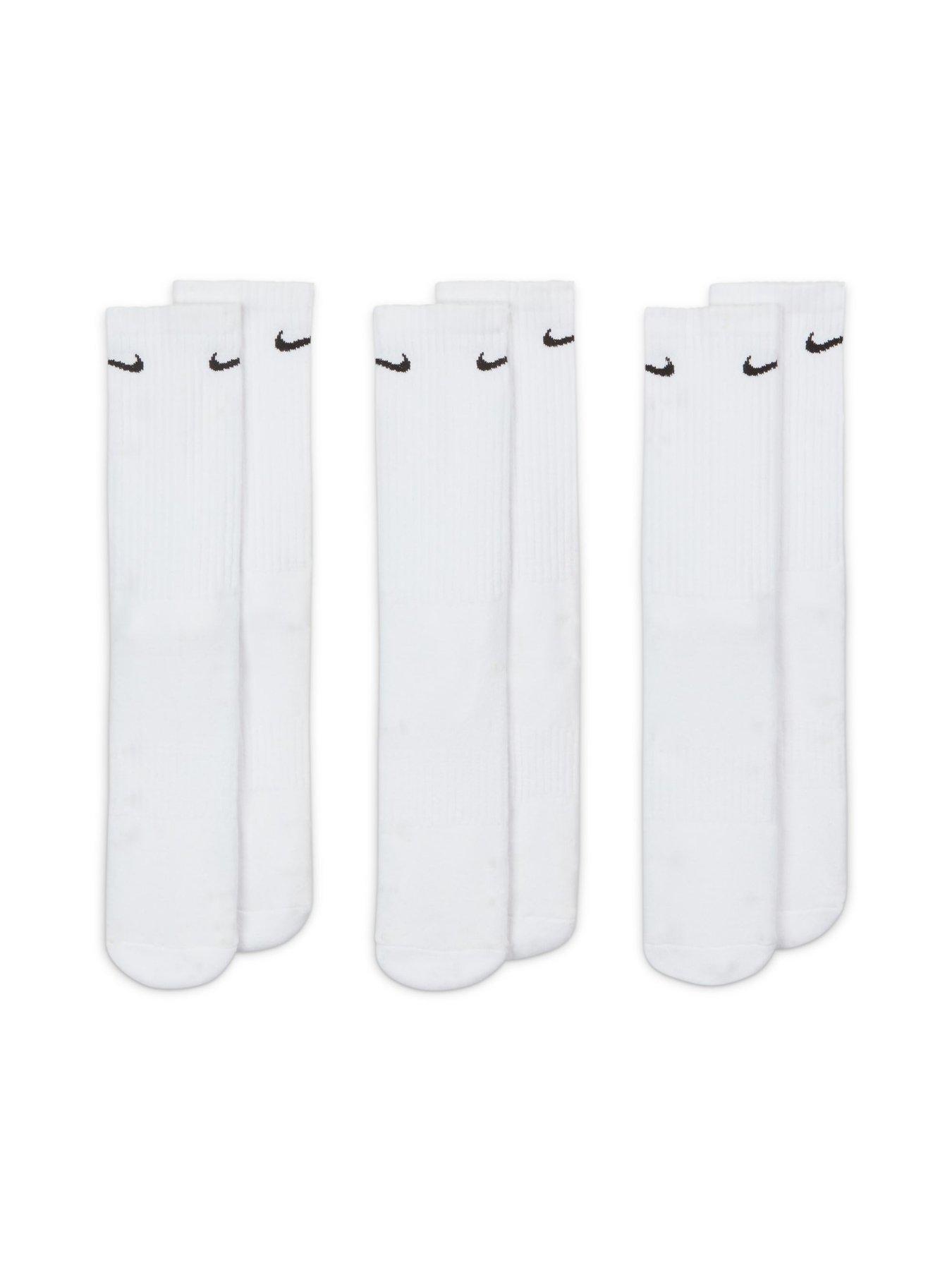 Image 3 of 5 of Nike Mens Training Everyday Cushioned Crew Socks (3 Pack) - White