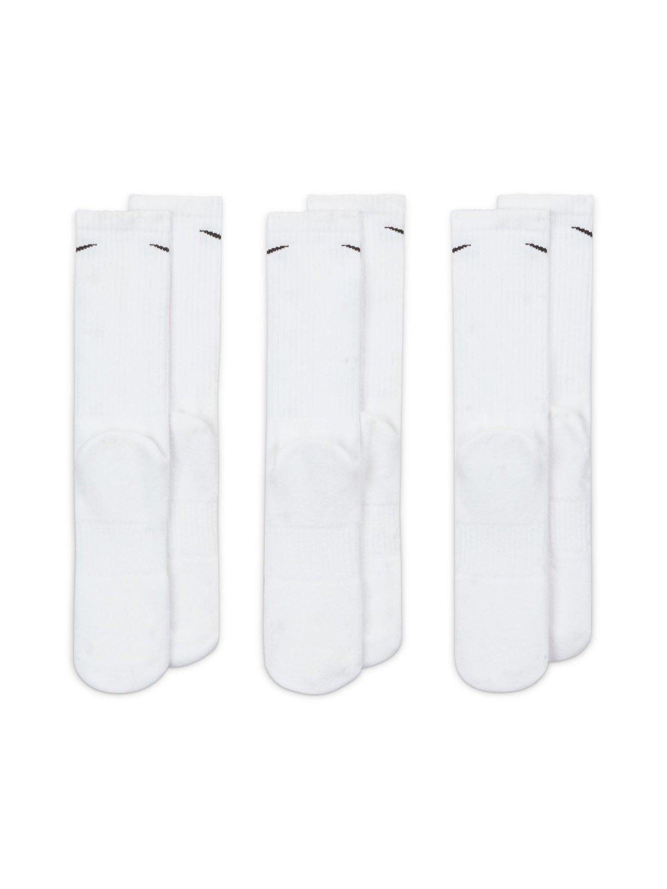 Image 4 of 5 of Nike Mens Training Everyday Cushioned Crew Socks (3 Pack) - White