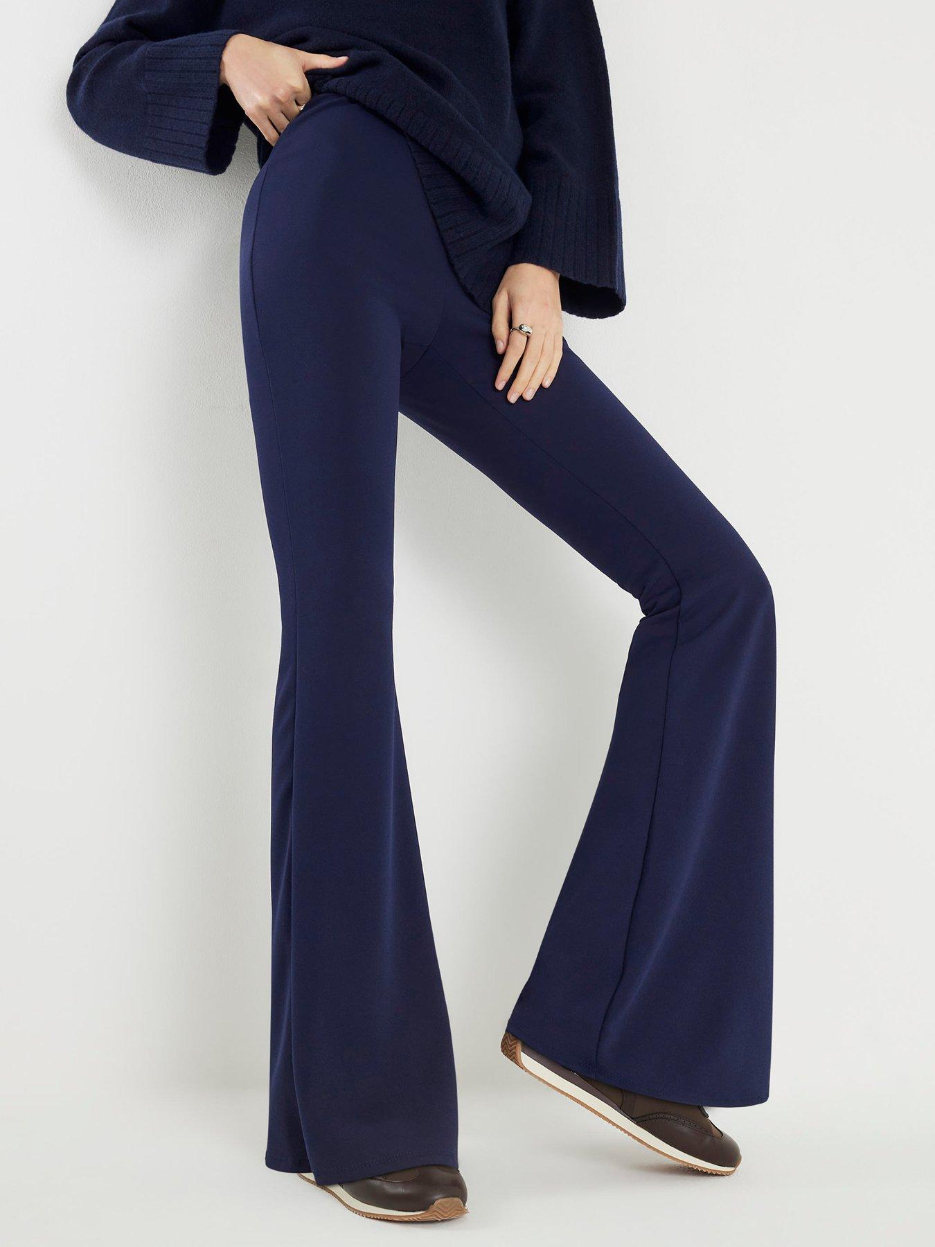 river-island-pull-on-kick-flare-trousers-navy