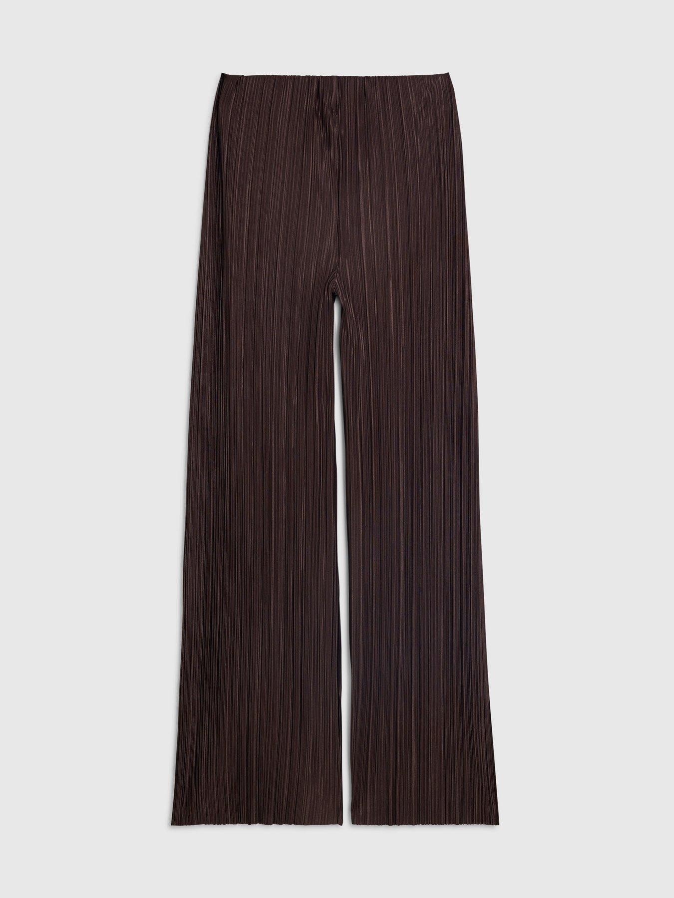 Image 5 of 6 of River Island Plisse Wide Leg Trouser - Brown