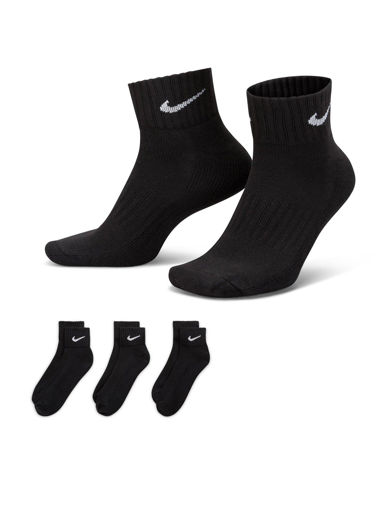 Image 1 of 6 of Nike Mens Training Cushioned Ankle Socks (3 Pack) - Black