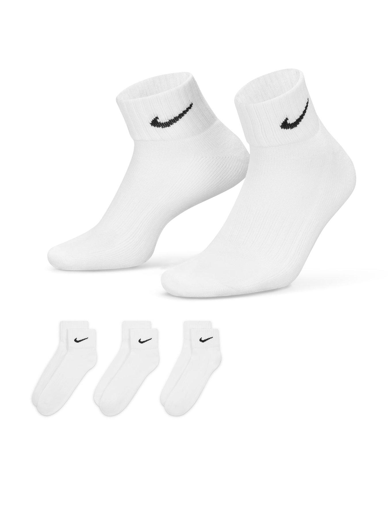 Nike Mens Training Cushioned Ankle Socks (3 Pack) - White/Black