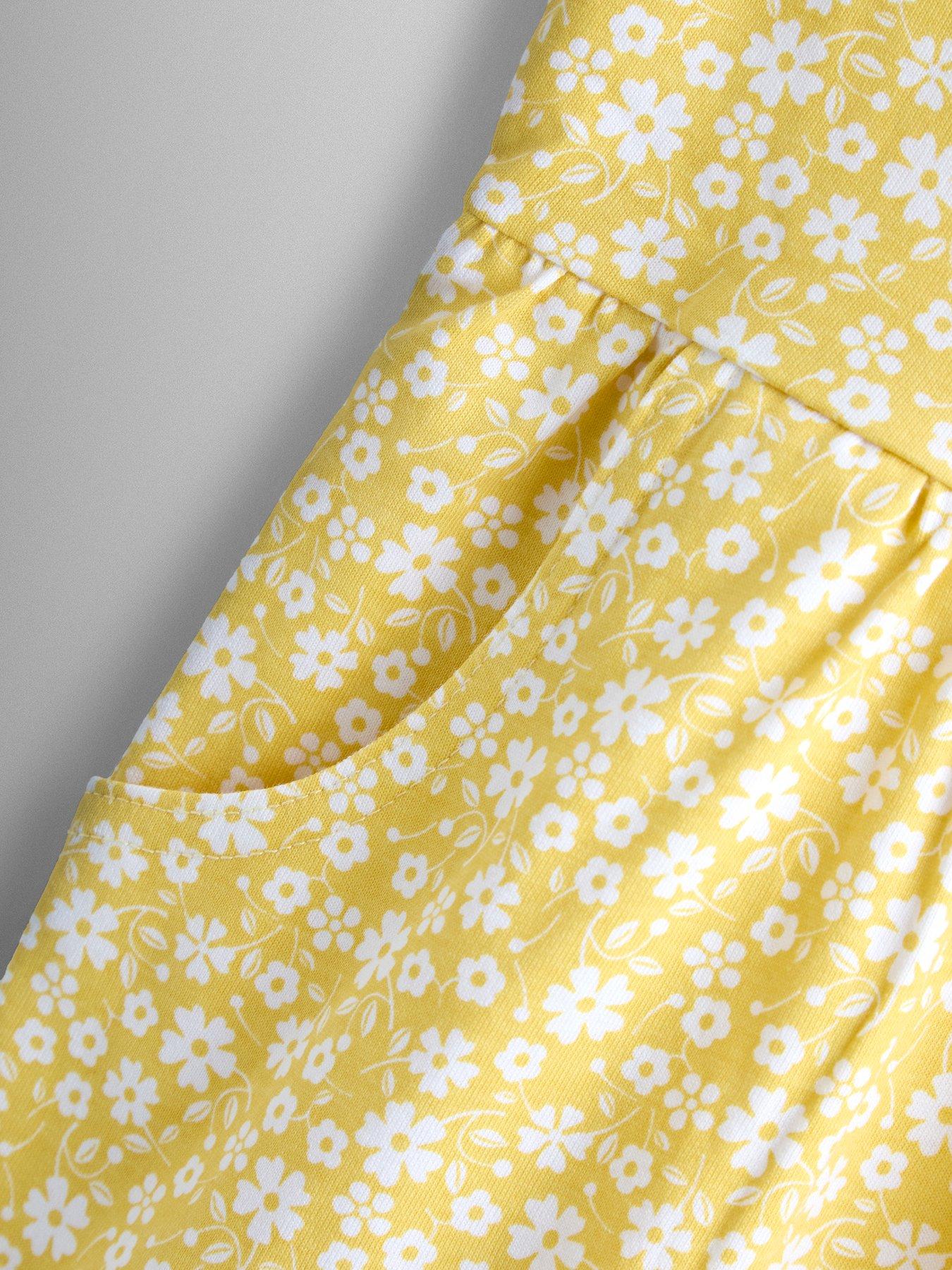 Image 4 of 4 of JoJo Maman Bebe Toddler Girls Ditsy Frill Sleeve Jumpsuit - Yellow