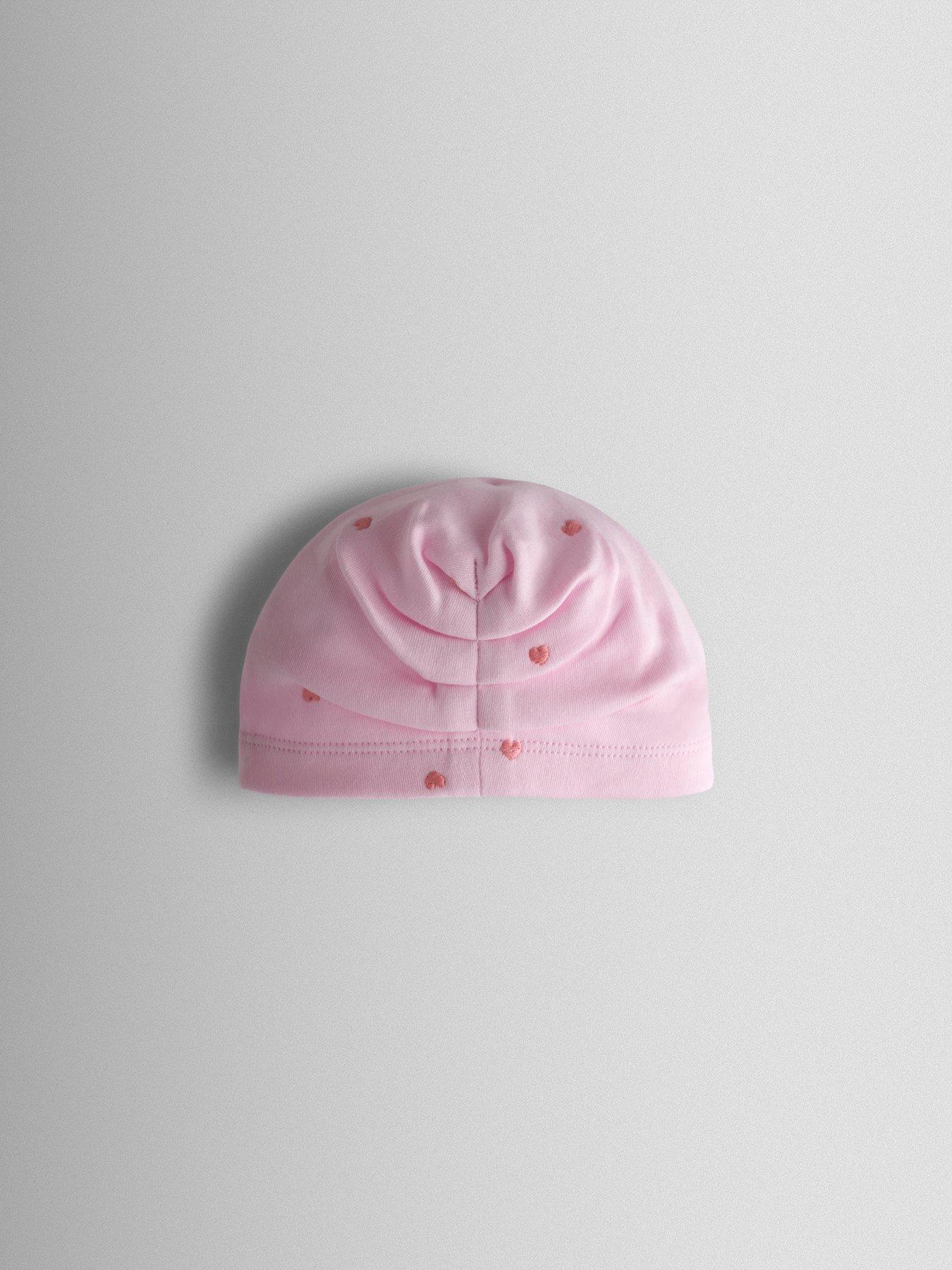 Image 5 of 6 of JoJo Maman Bebe Baby Girls Heart Embroidered Sleepsuit &amp; Turban Set - Pink