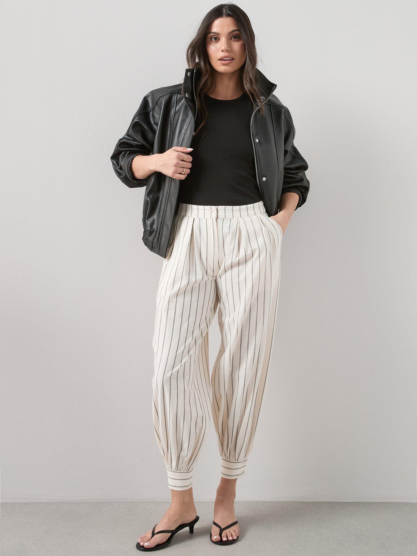 The Very Collection Stripe Balloon Trousers - Cream
