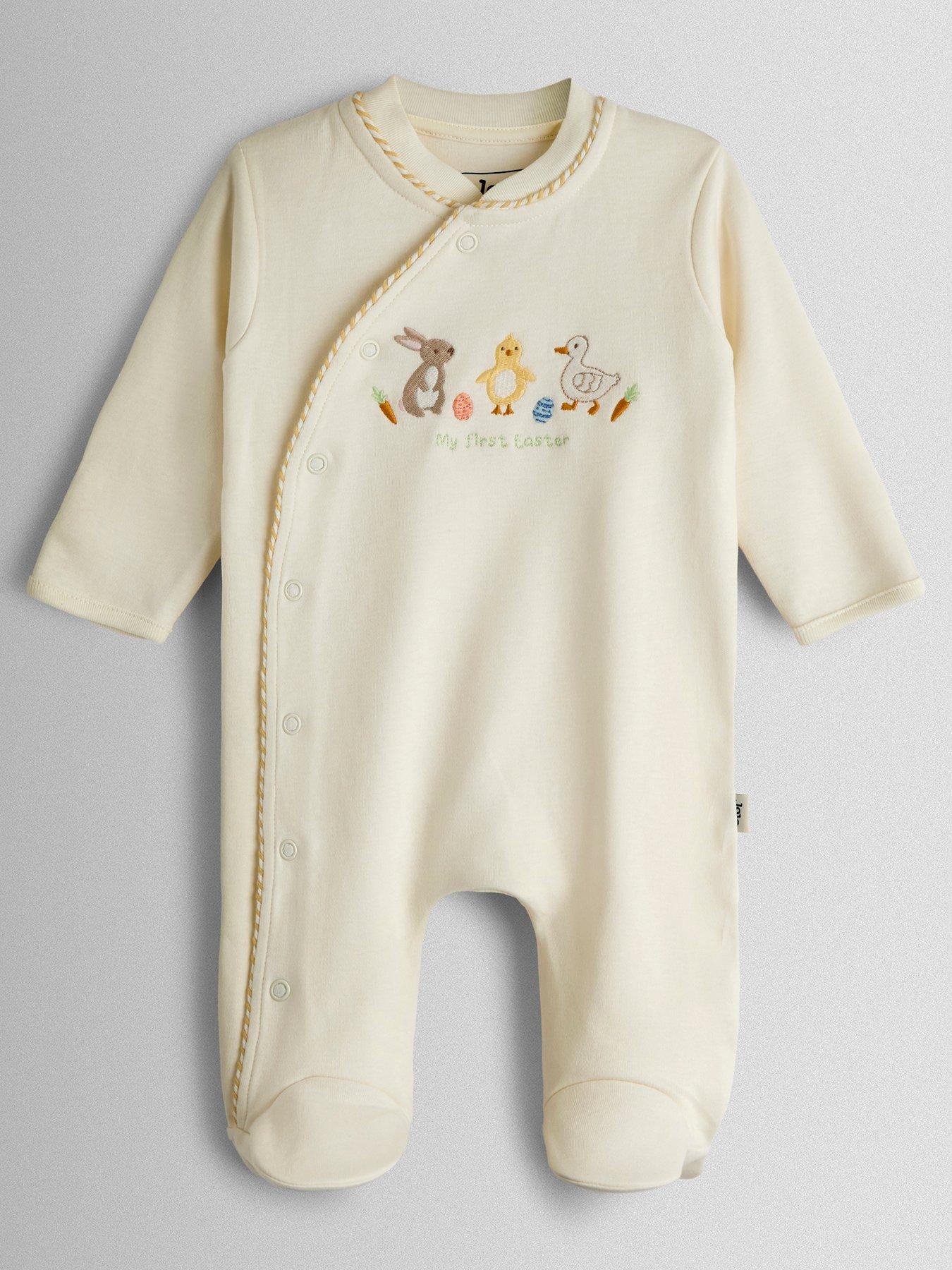 JoJo Maman Bebe Baby Unisex My First Easter Sleepsuit - White