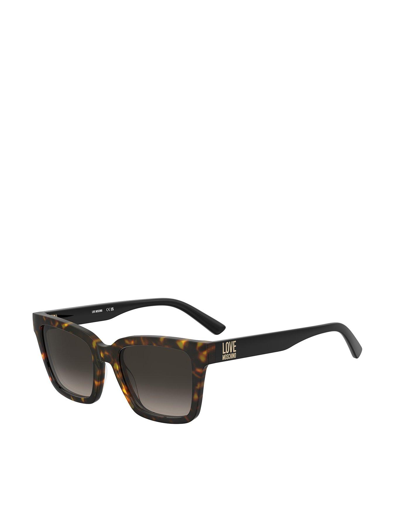 LOVE MOSCHINO Square Sunglasses- All Black Frames With Havana Fronts