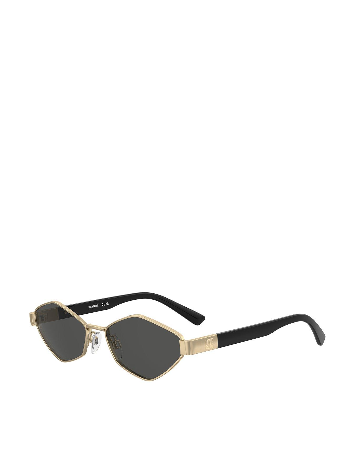 LOVE MOSCHINO MOL101/S Women's Hexagonal Metal Frame Sunglasses - Gold