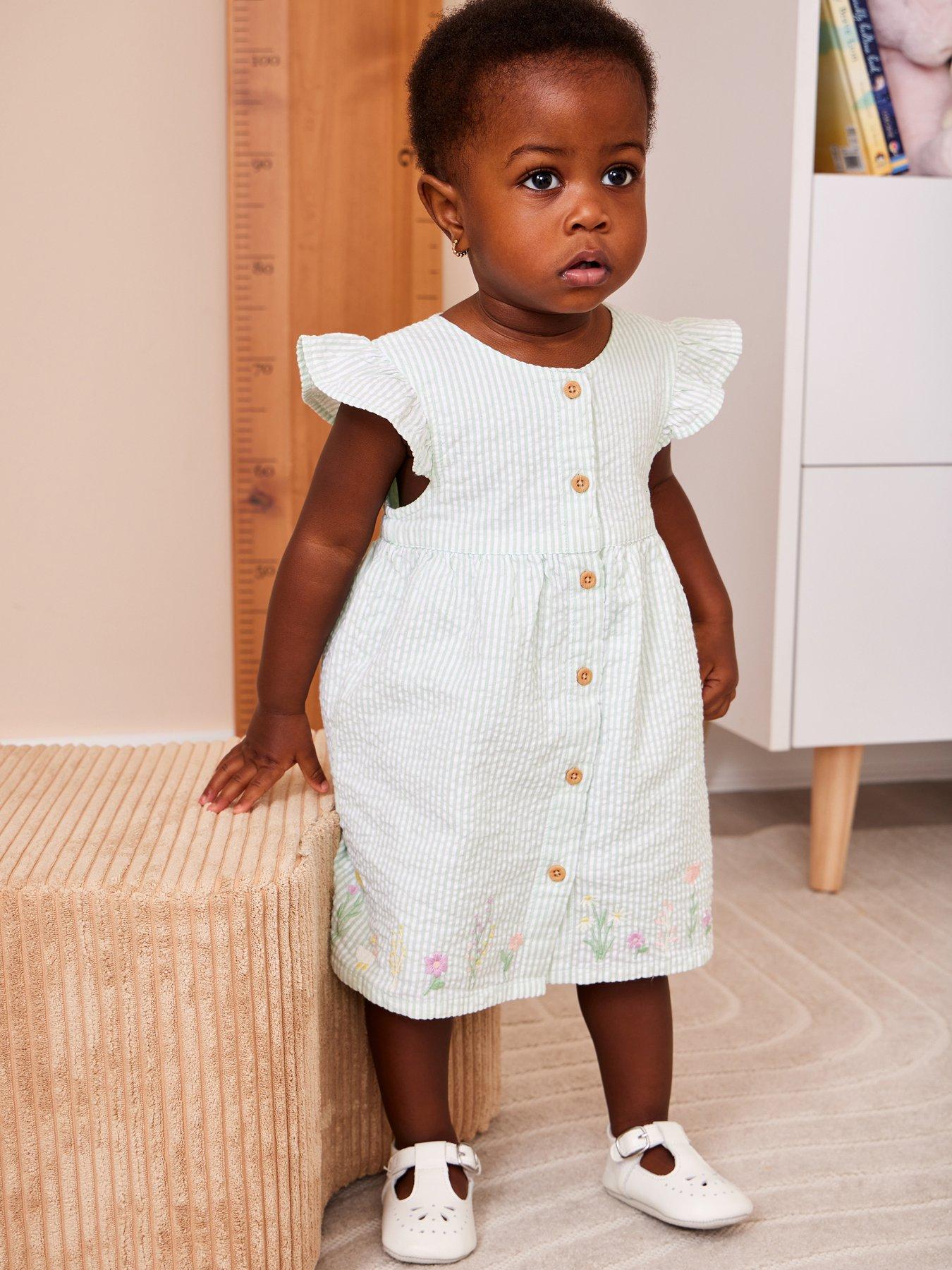 JoJo Maman Bebe Baby Girls Spring Pretty Smocked Set - Green