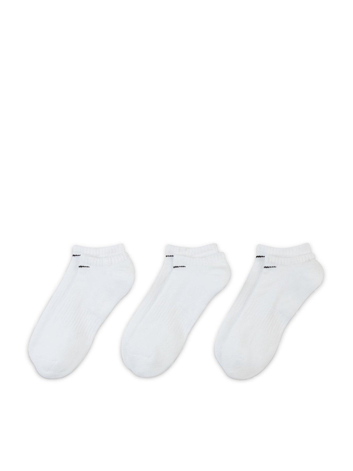 Nike Mens Training Everyday Cushioned No Show Socks (3 Pack) - White/Black