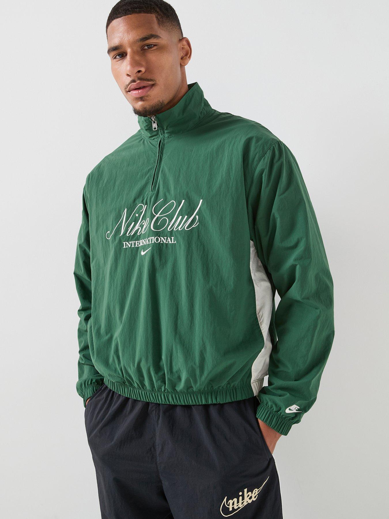 Nike Mens Sportswear Club Script Logo Half Zip Sweat - Green