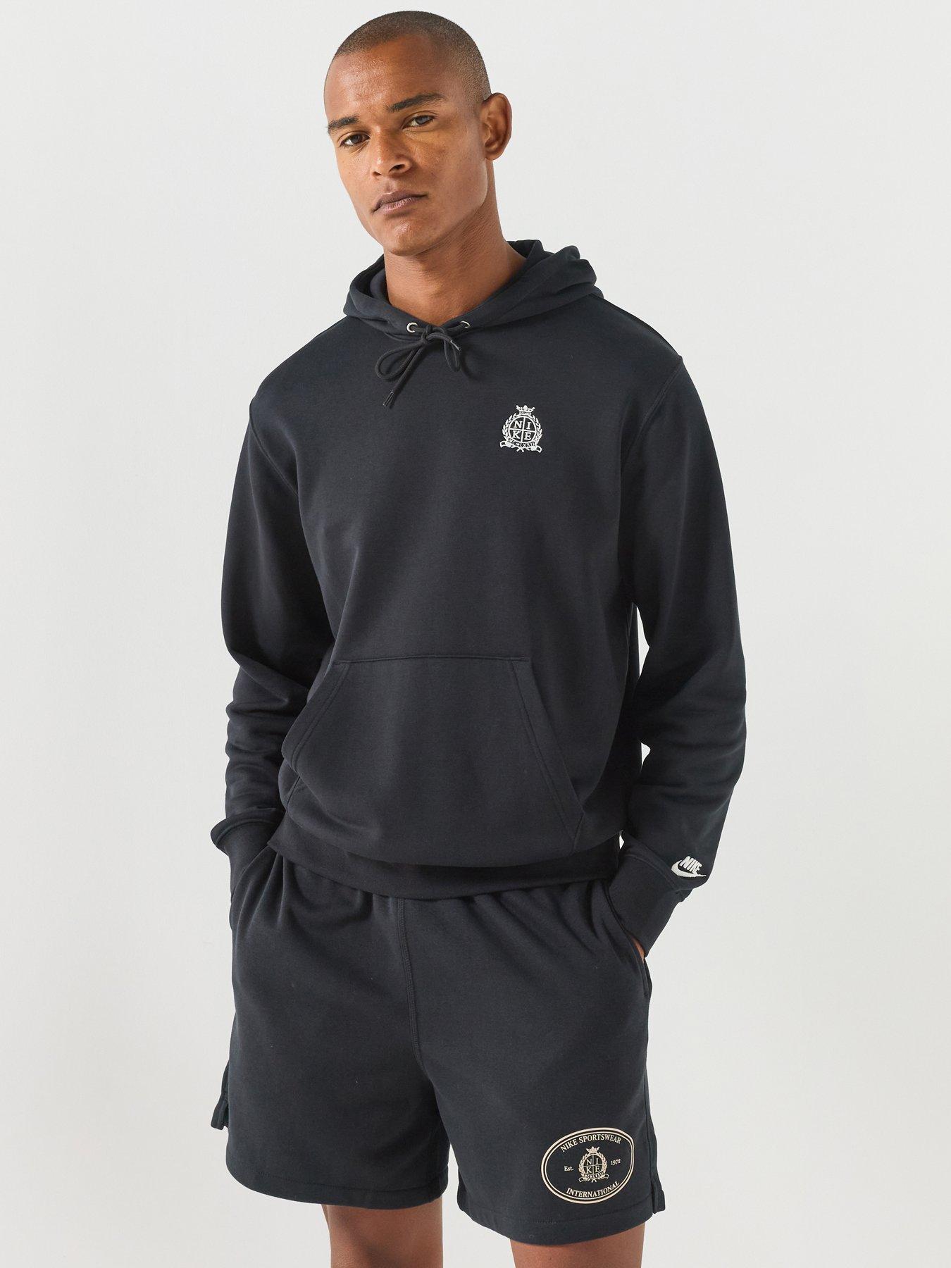 Image 1 of 7 of Nike Mens Sportswear Club Crest Logo Overhead Hoodie - Black