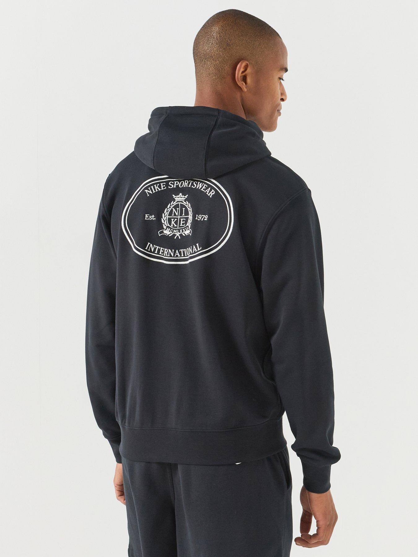 Image 2 of 7 of Nike Mens Sportswear Club Crest Logo Overhead Hoodie - Black