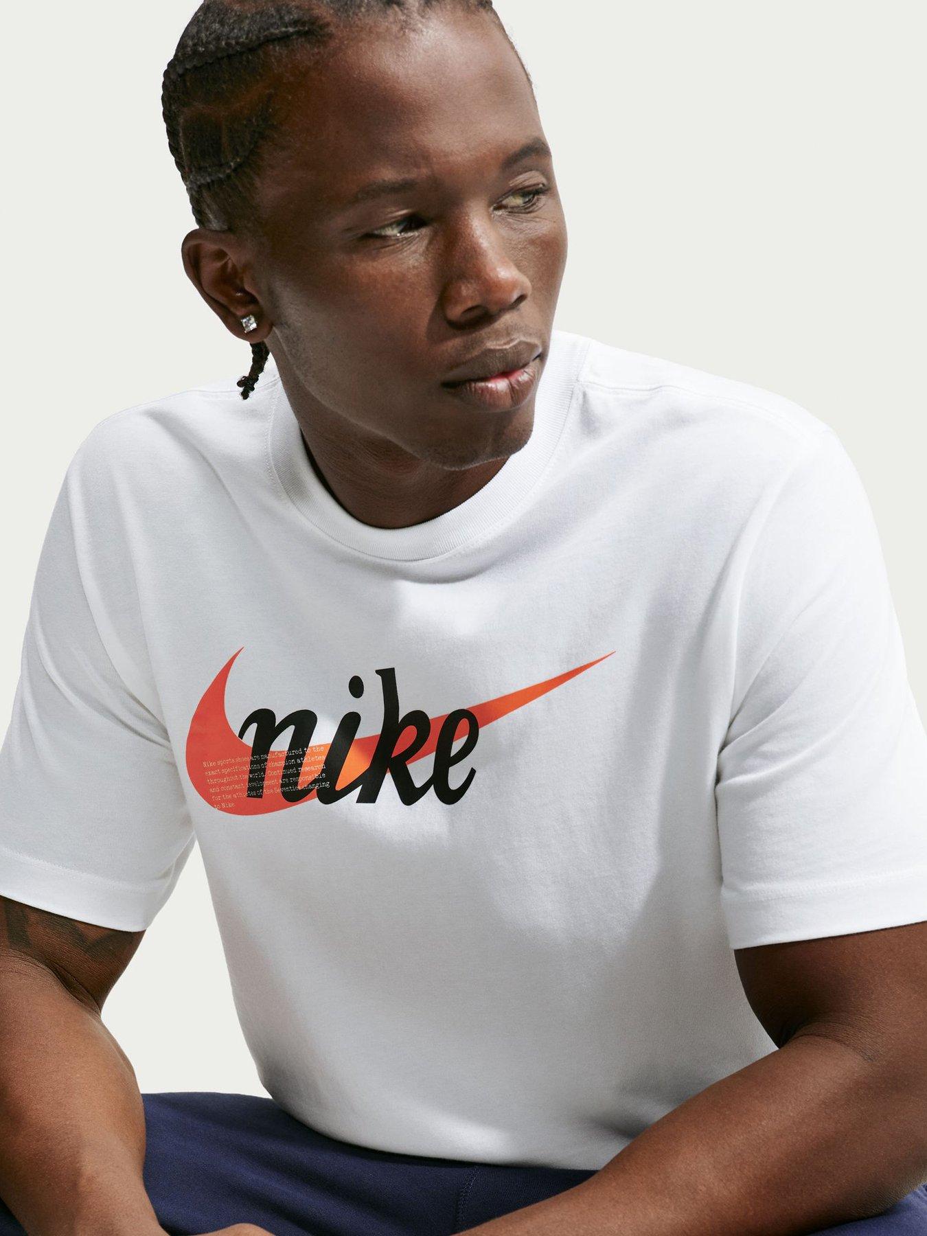Image 5 of 5 of Nike Mens Sportswear Seasonal Swoosh Logo T-Shirt - White