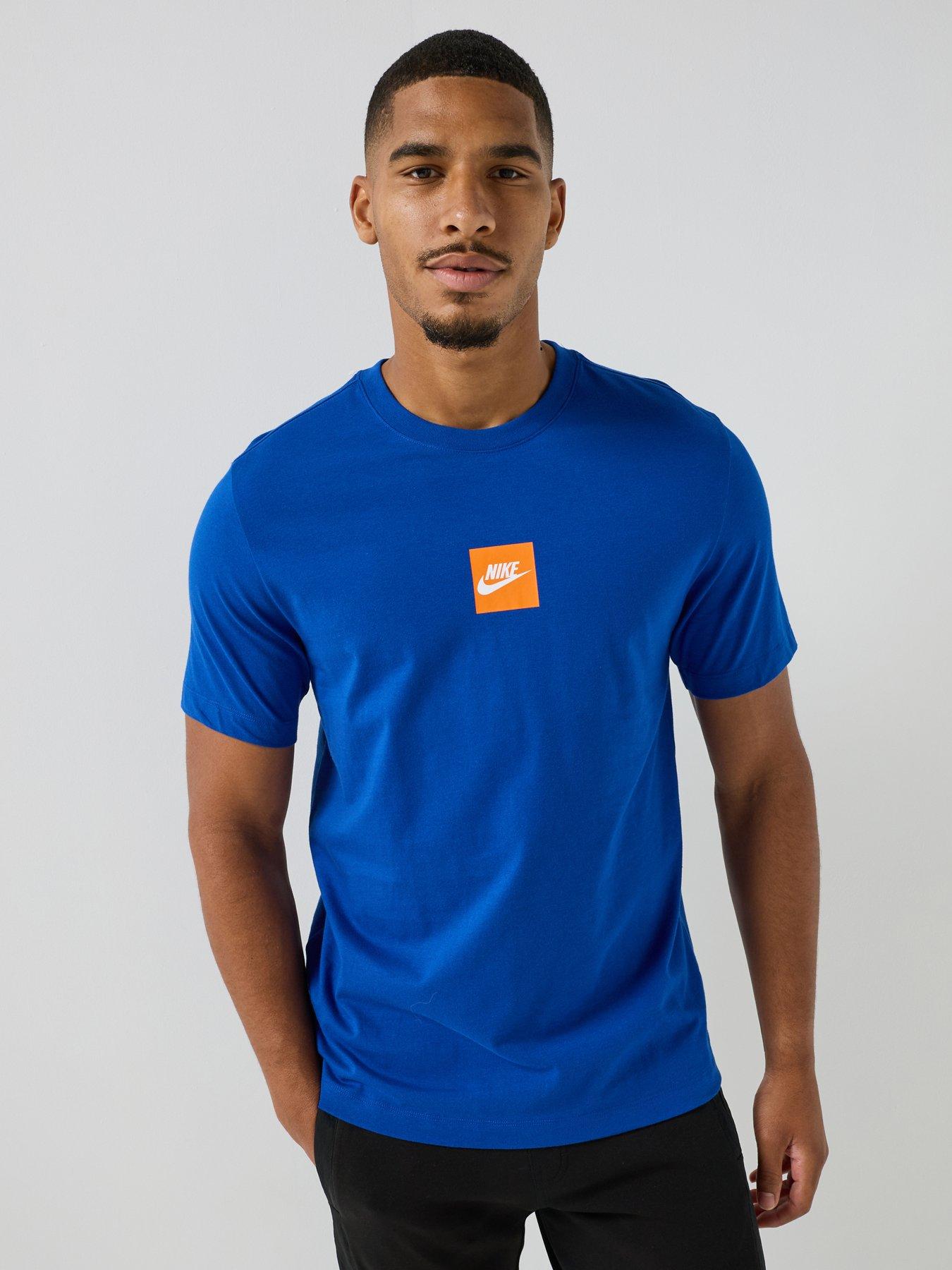 Nike Mens Sportswear Box Logo T-Shirt - Blue