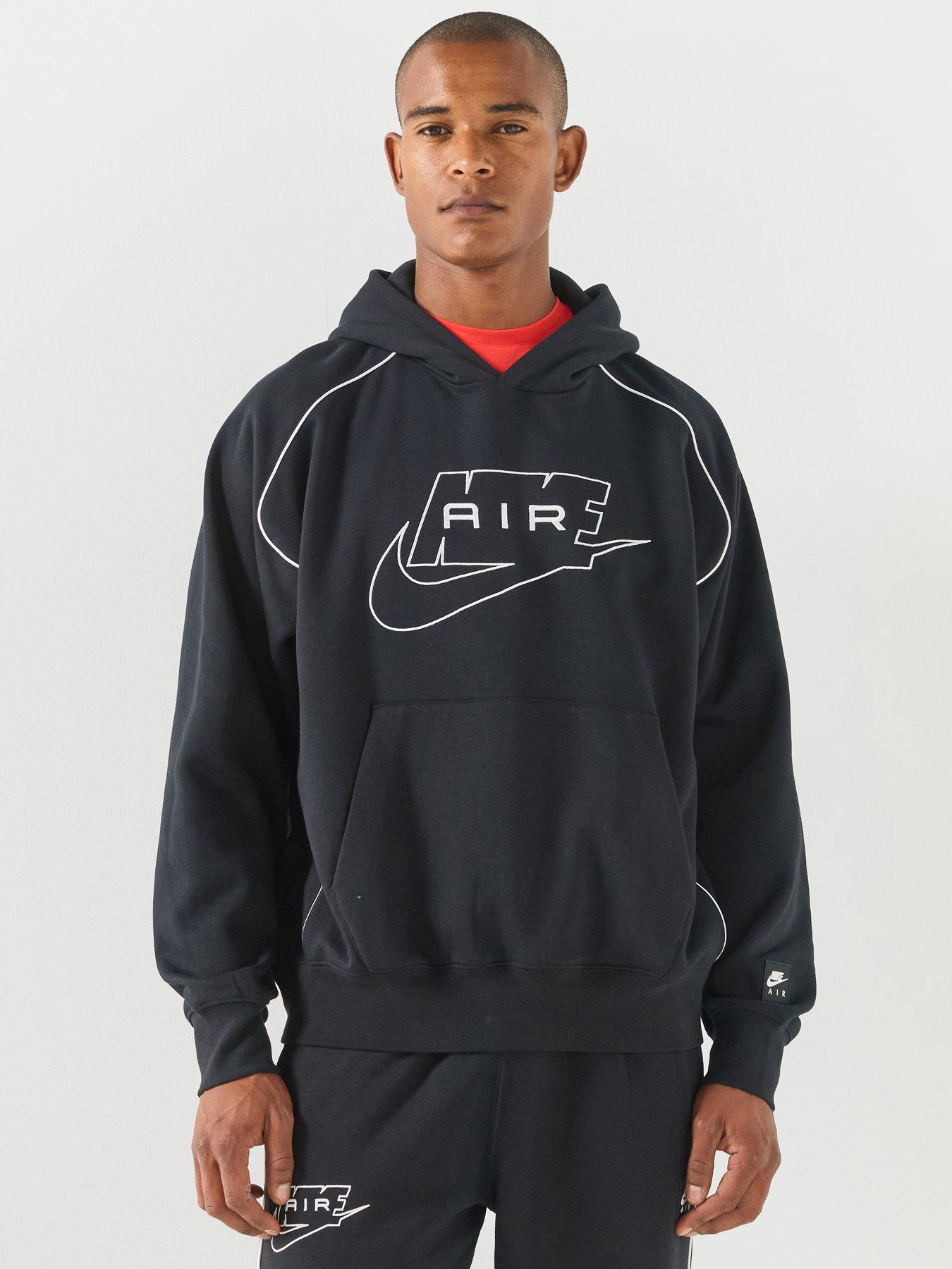 Nike Mens Sportswear Air Piped Overhead Hoodie - Black