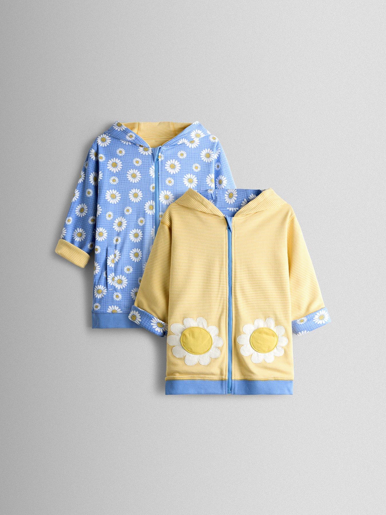 JoJo Maman Bebe Toddler Girls Daisy Reversible Hoodie - Light Yellow