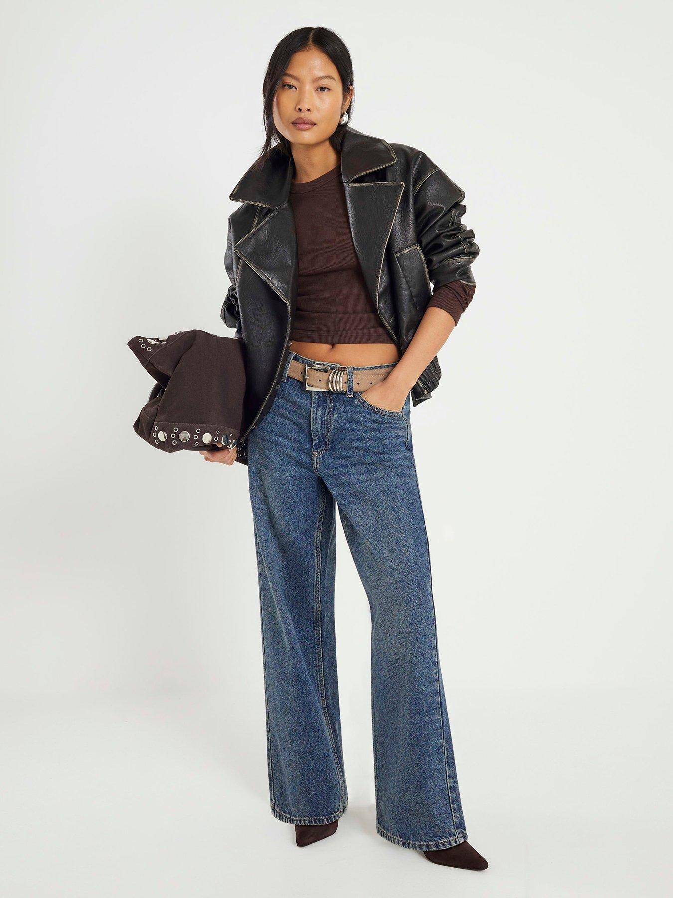 Image 1 of 6 of River Island Petite Lynx Relaxed Straight - Blue