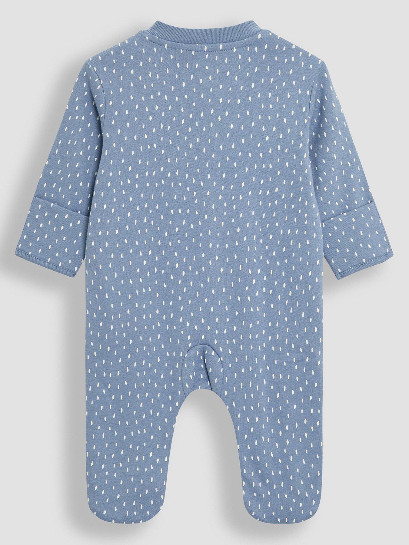 Image 2 of 3 of JoJo Maman Bebe Baby Boys Bear Applique Zip Sleepsuit - Blue