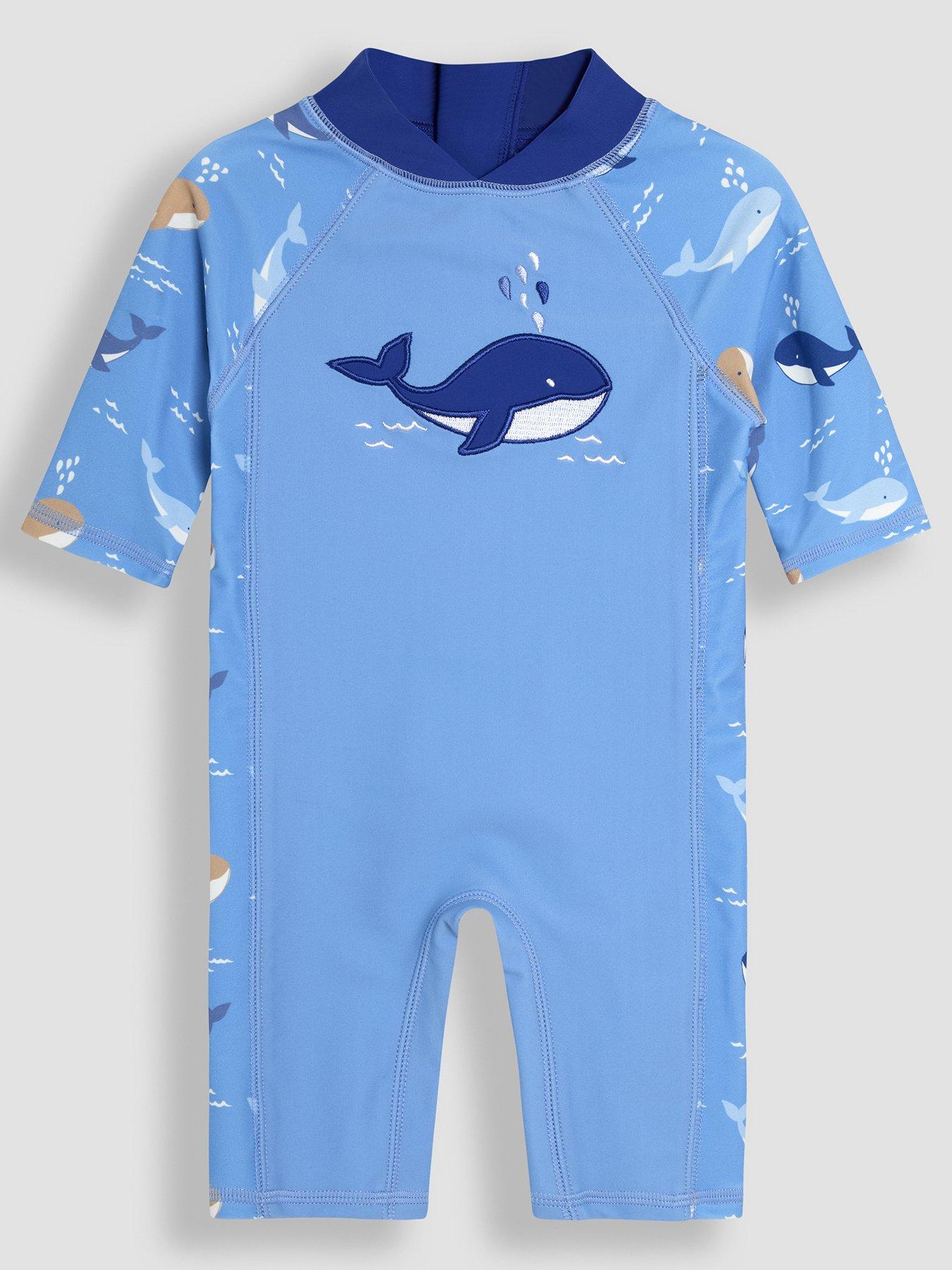 JoJo Maman Bebe Baby Boys Whale Sun Protection Suit - Blue