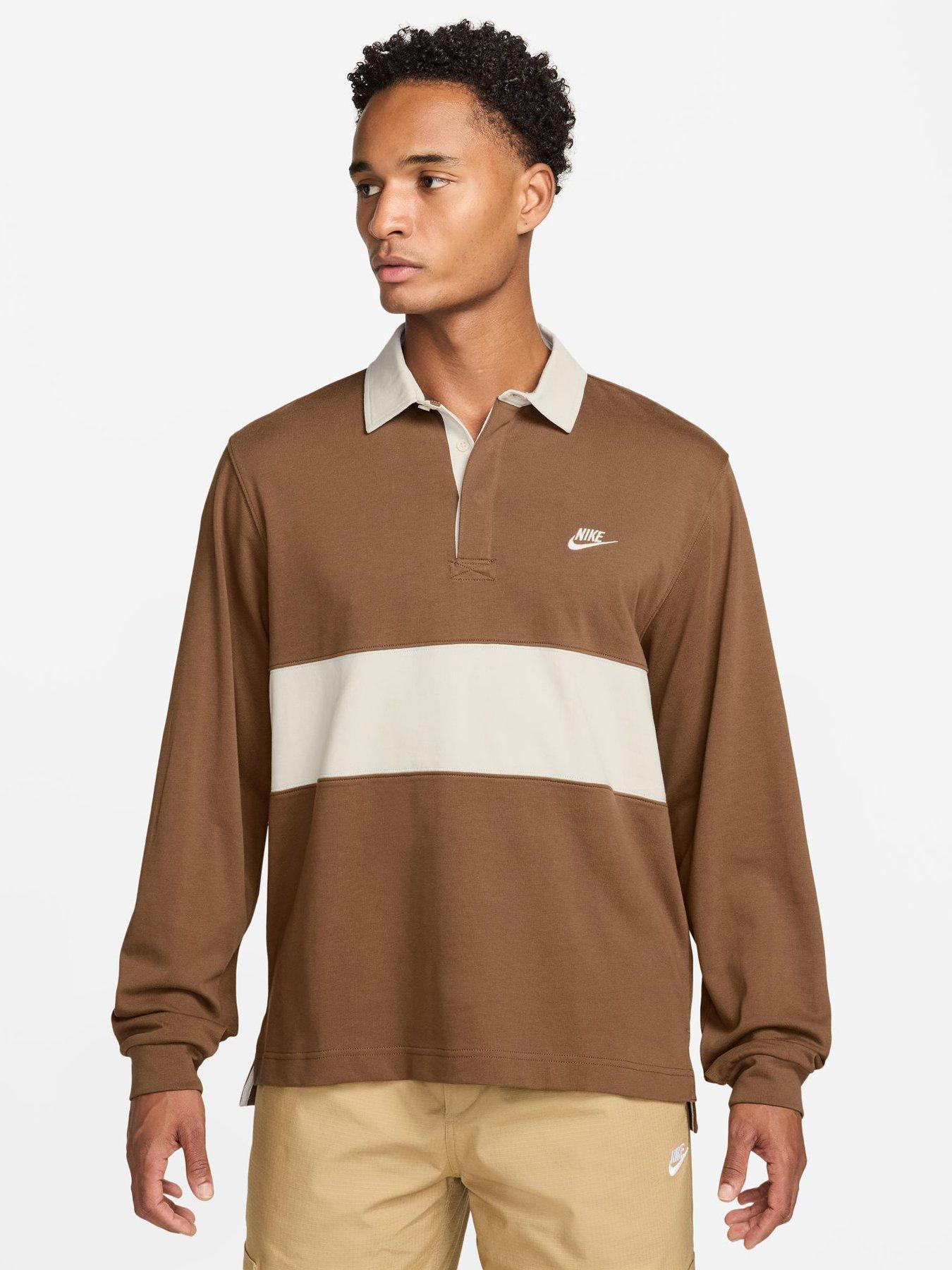 Nike Mens Long Sleeve Club Rugby Top - Brown