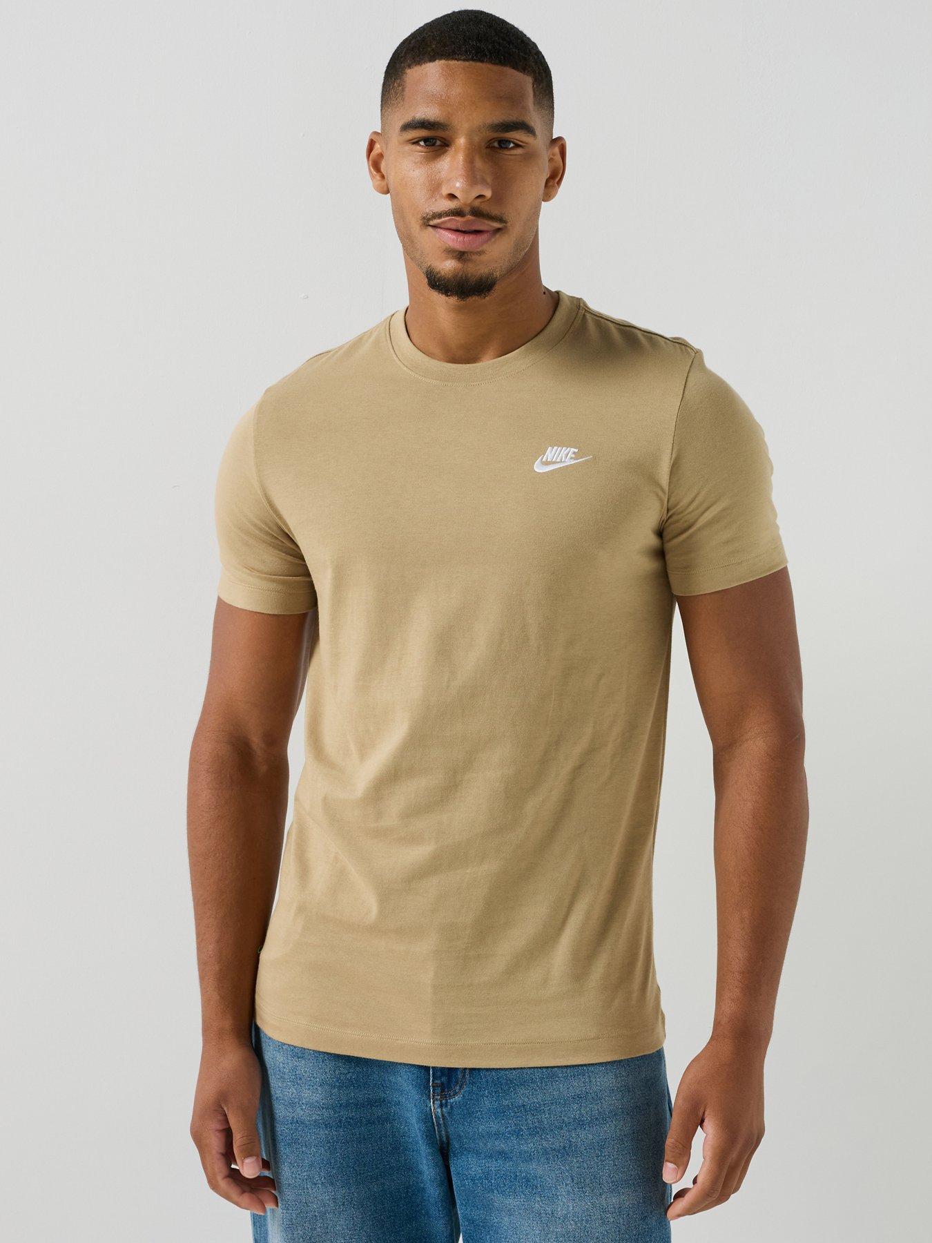 Nike Mens Sportswear Club Left Chest Logo T-Shirt - Beige