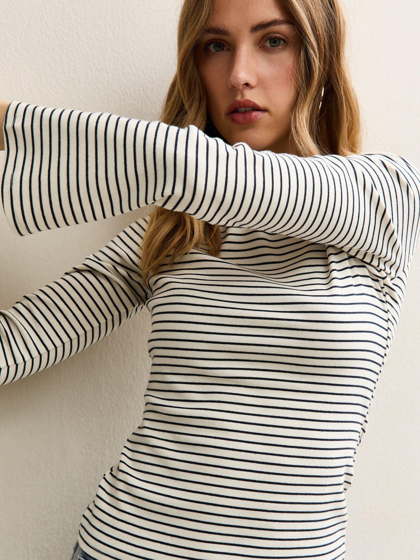 new-look-white-and-navy-striped-slash-neck-flared-sleeve-top-blueoutfit