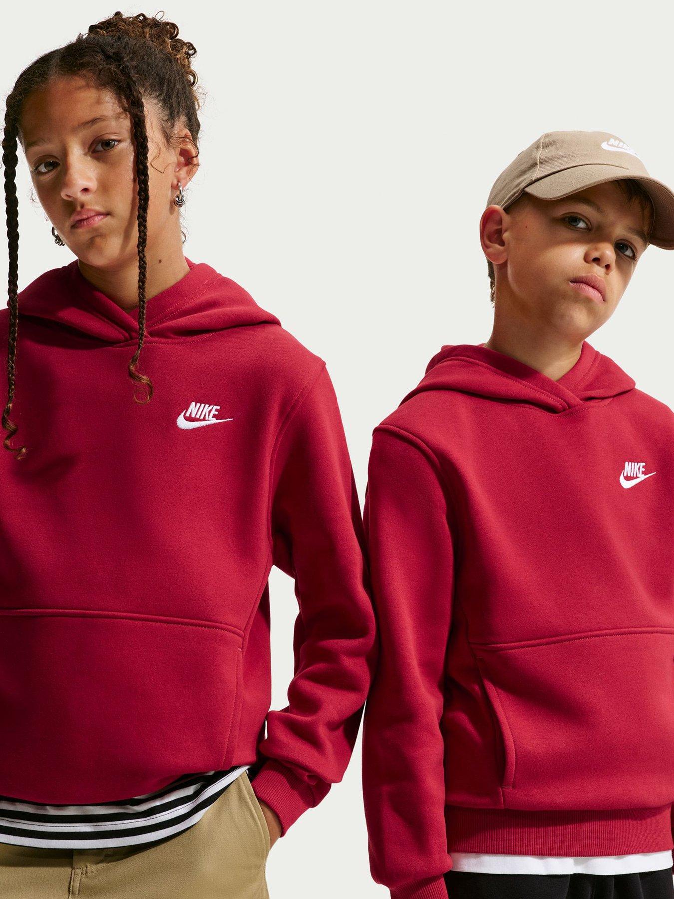 Nike Big Kids' Club Fleece Pullover Hoodie - Red