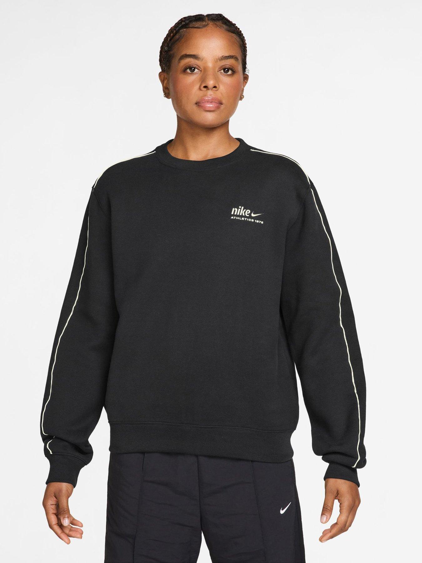 Nike Womens Athletics Department Piped Crew Sweatshirt - Black