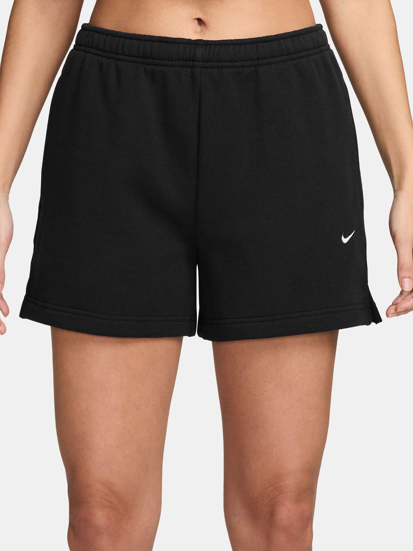 Image 1 of 4 of Nike Womens Studio Fleece Mid Rise 4" Sweat Shorts - Black