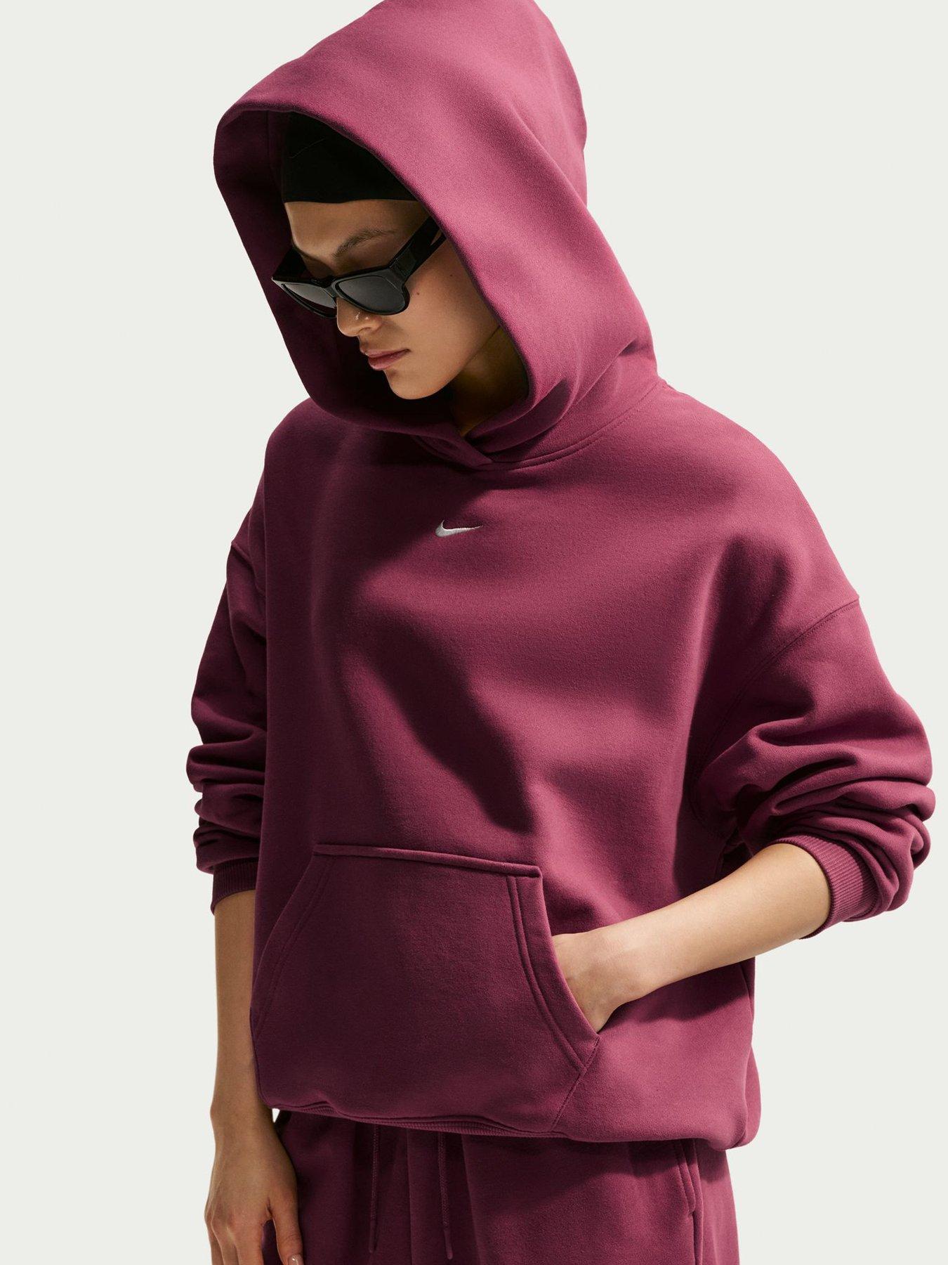 Image 1 of 5 of Nike Womens Studio Fleece Oversized Hoodie - Pink