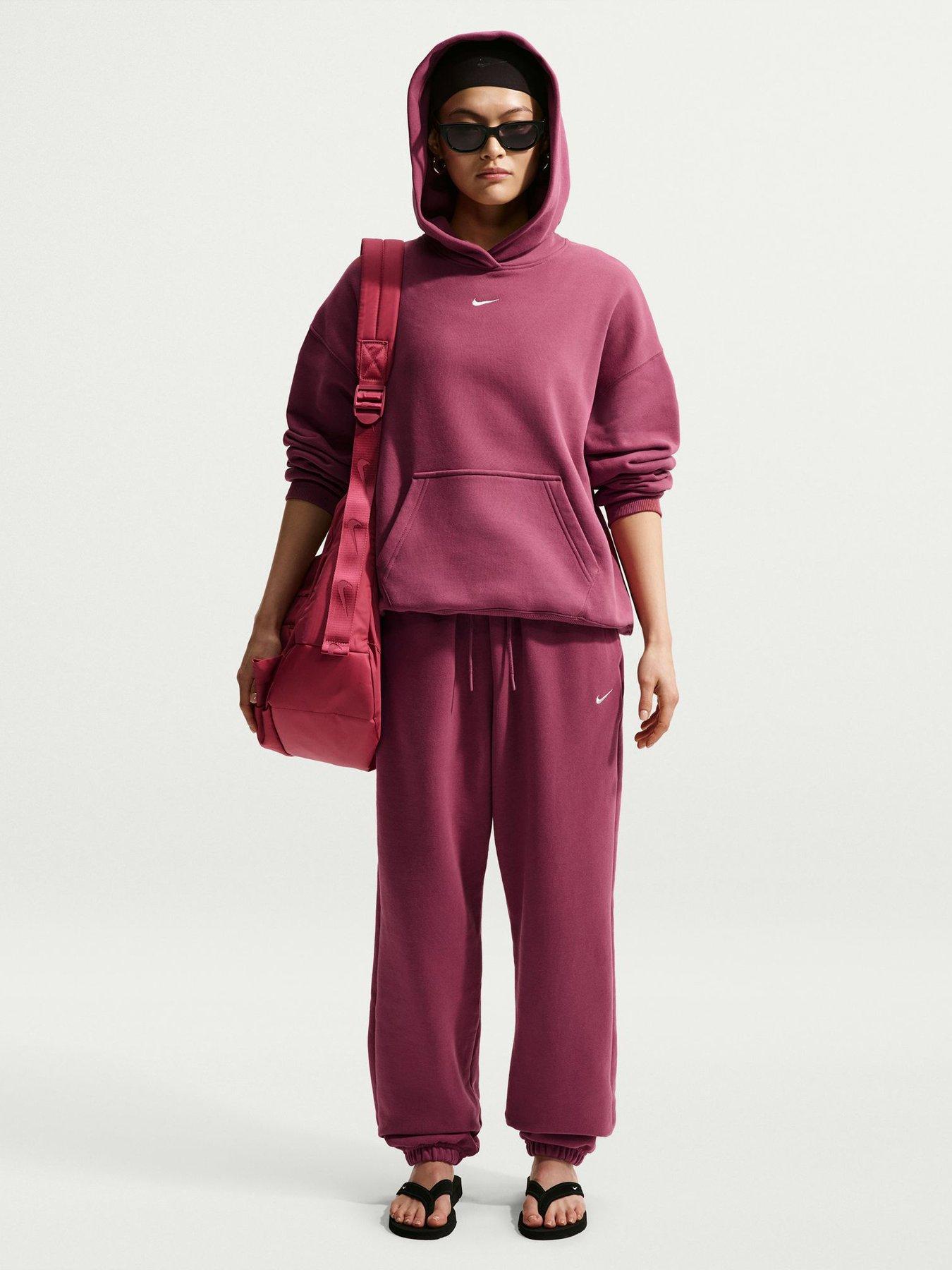Image 3 of 5 of Nike Womens Studio Fleece Oversized Hoodie - Pink