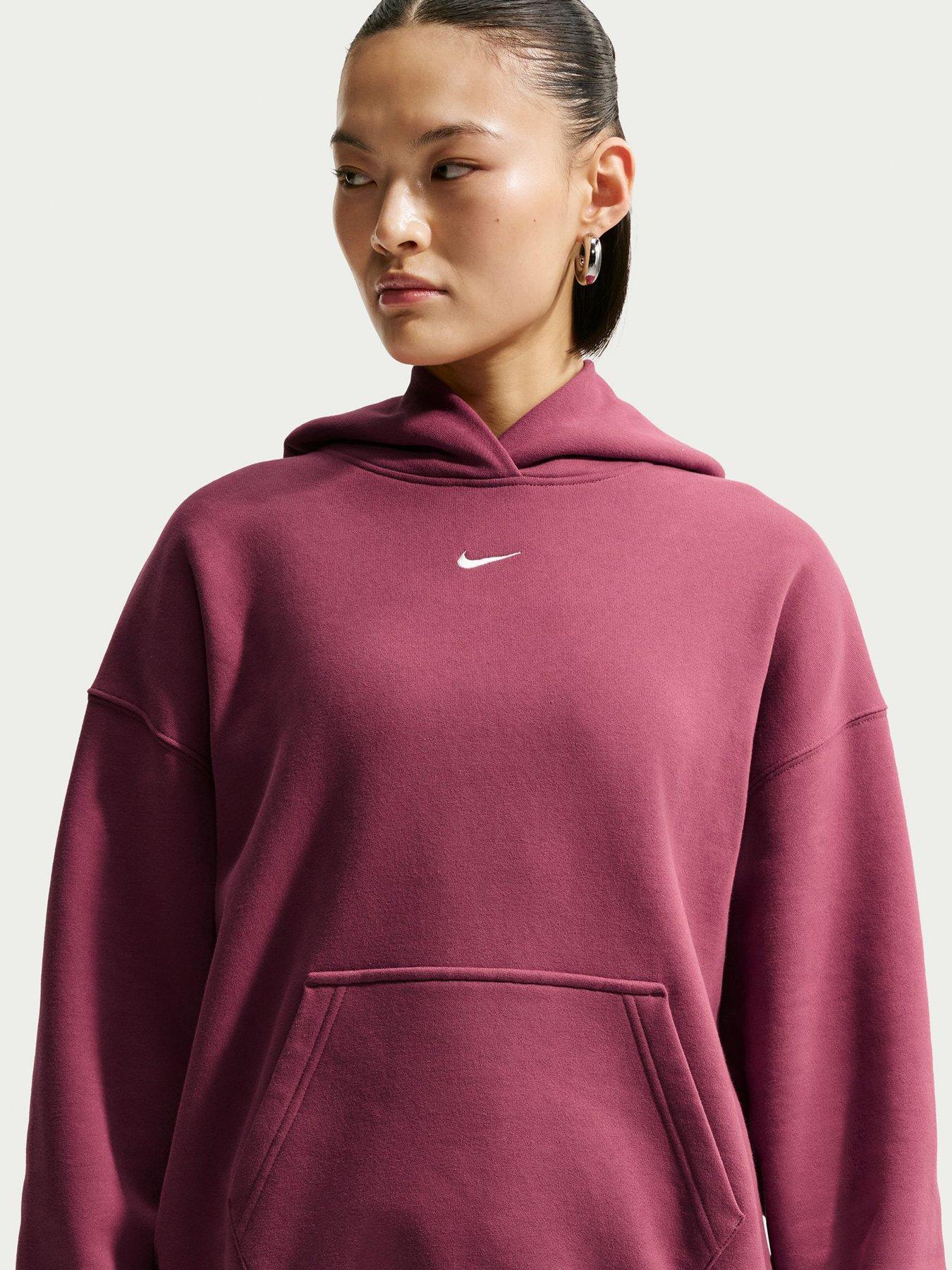 Image 4 of 5 of Nike Womens Studio Fleece Oversized Hoodie - Pink