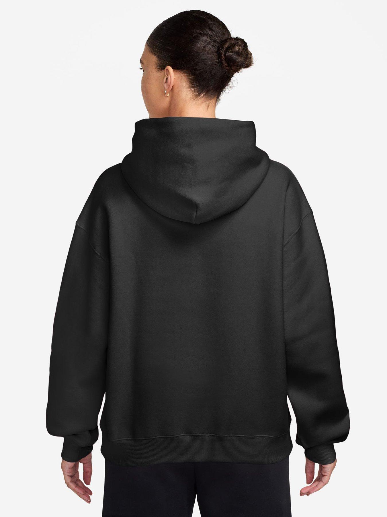 Image 2 of 3 of Nike Womens Studio Fleece Oversized Collegiate Logo Hoodie - Black