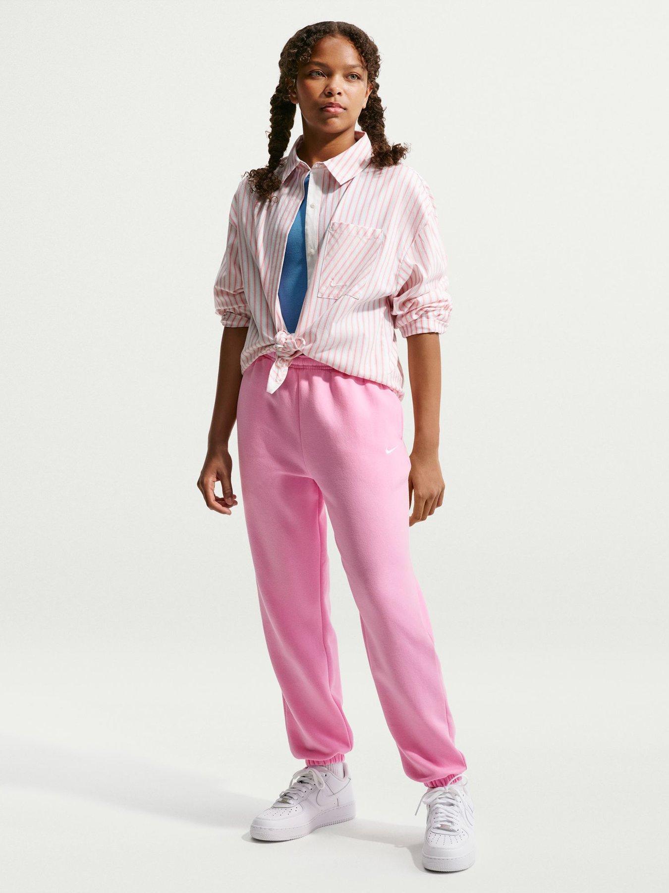 Nike Older Girls Studio Club Fleece Loose Fit Joggers - Pink