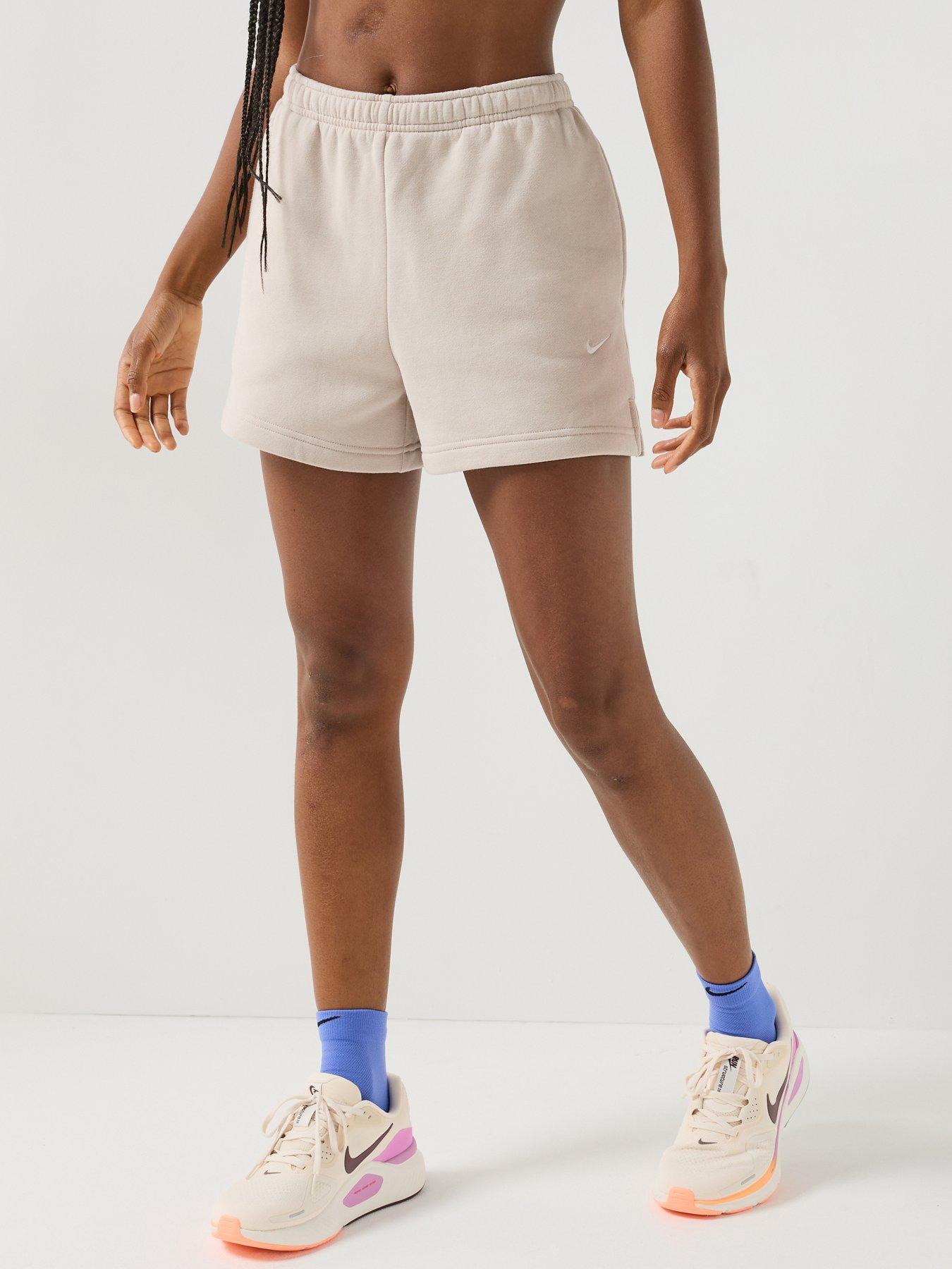 Nike Womens Studio Fleece Mid Rise 4" Sweat Shorts - Cream