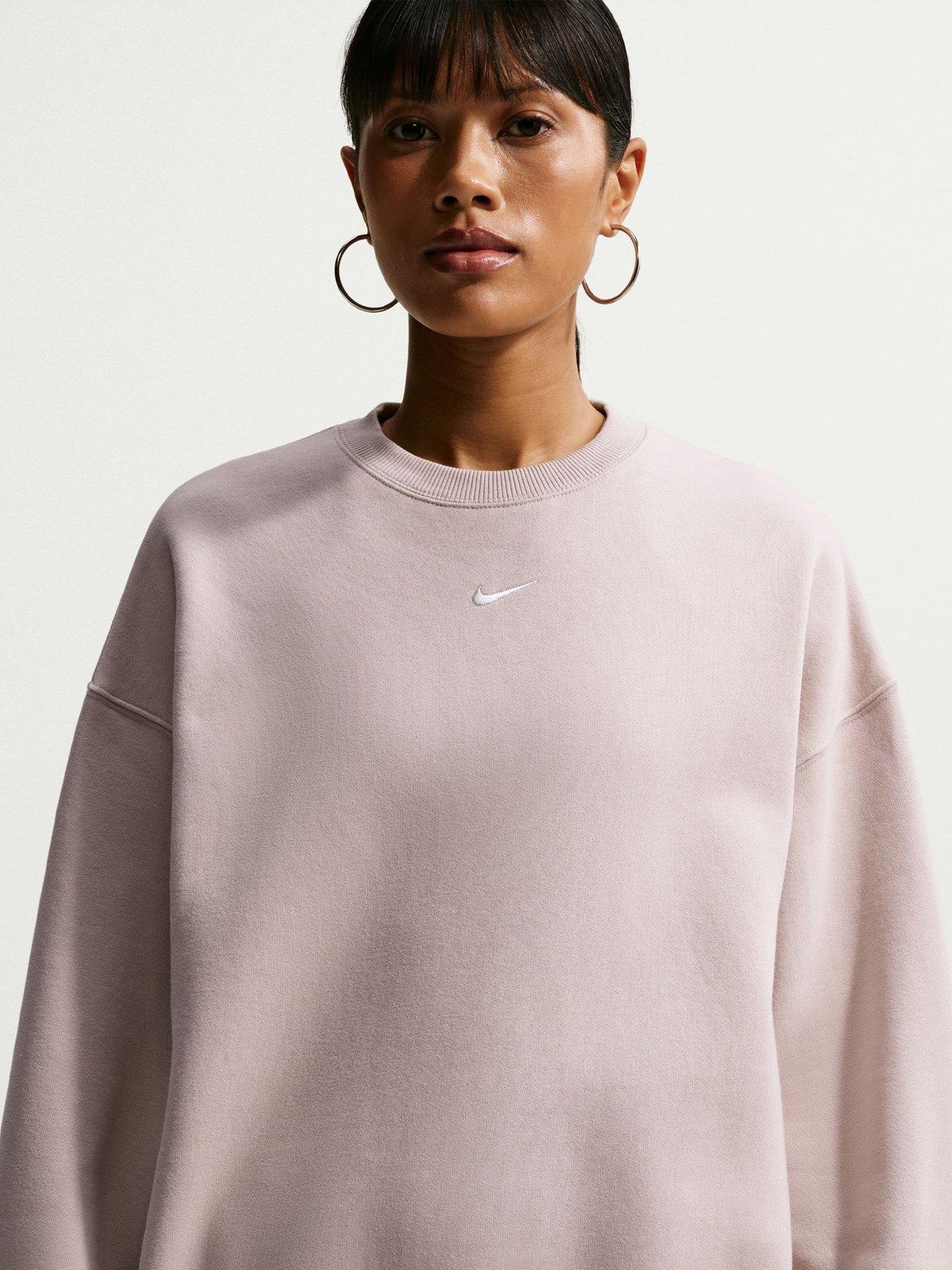 Image 1 of 5 of Nike Womens Studio Fleece Oversized Crew Sweatshirt - Cream