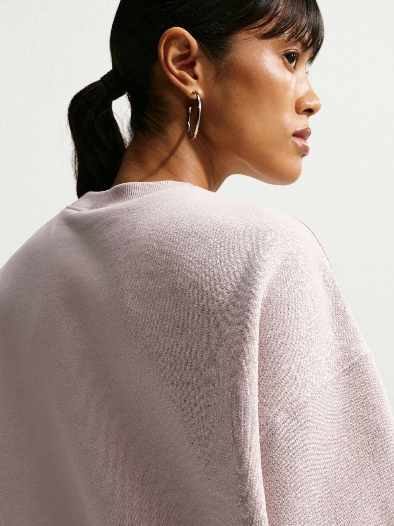 Image 4 of 5 of Nike Womens Studio Fleece Oversized Crew Sweatshirt - Cream