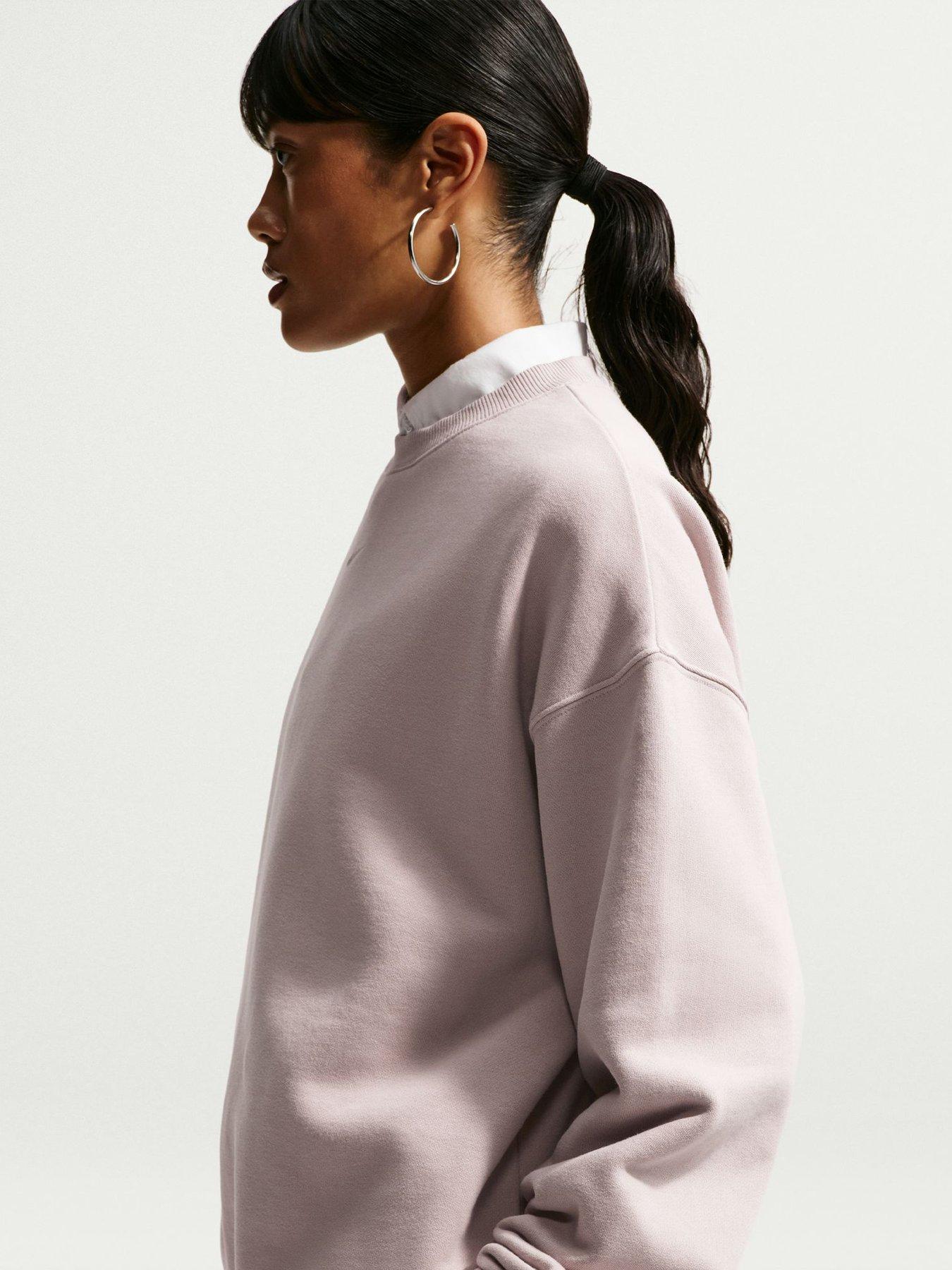 Image 5 of 5 of Nike Womens Studio Fleece Oversized Crew Sweatshirt - Cream