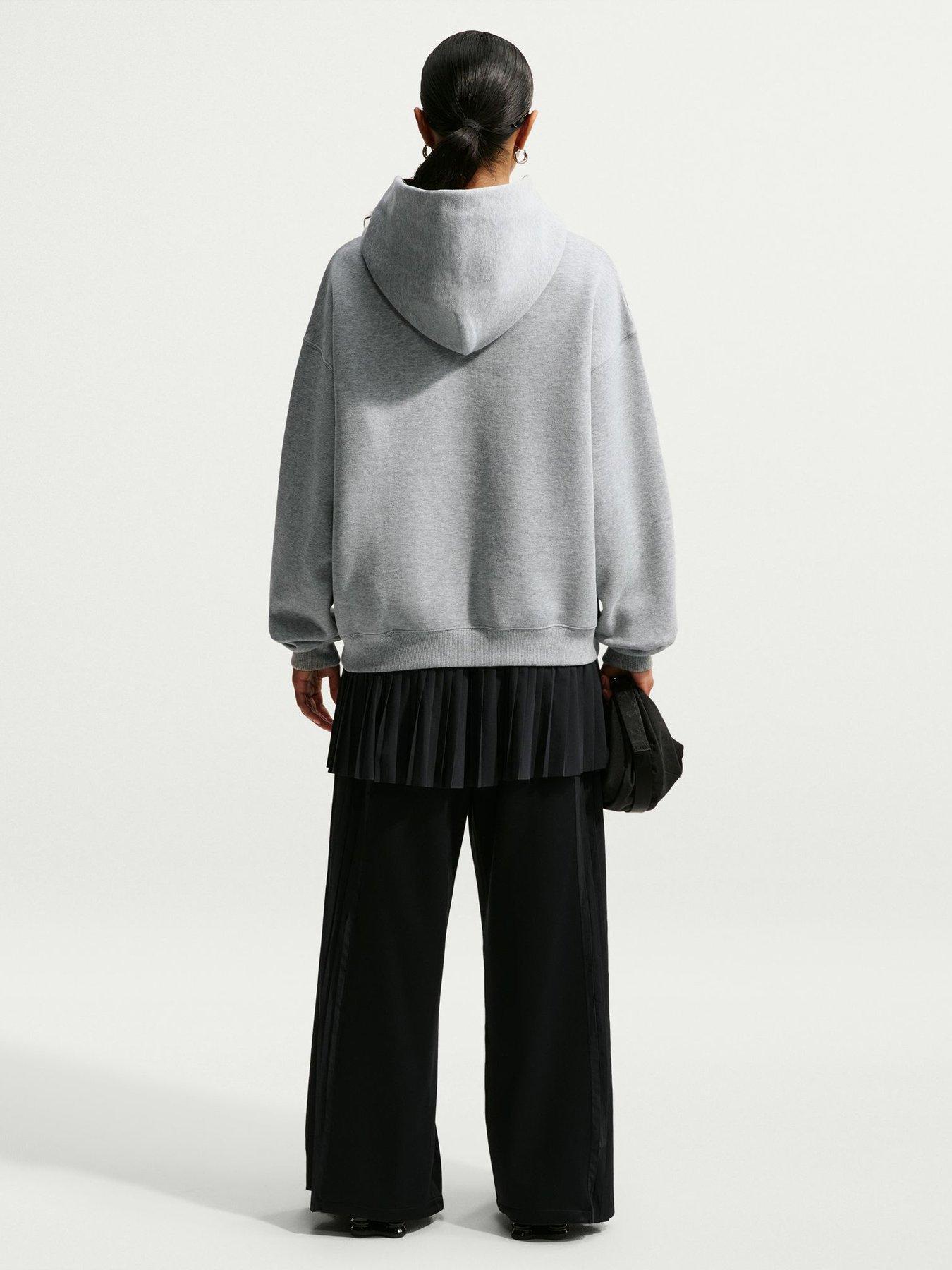 Image 2 of 5 of Nike Womens Studio Fleece Oversized Hoodie - Grey