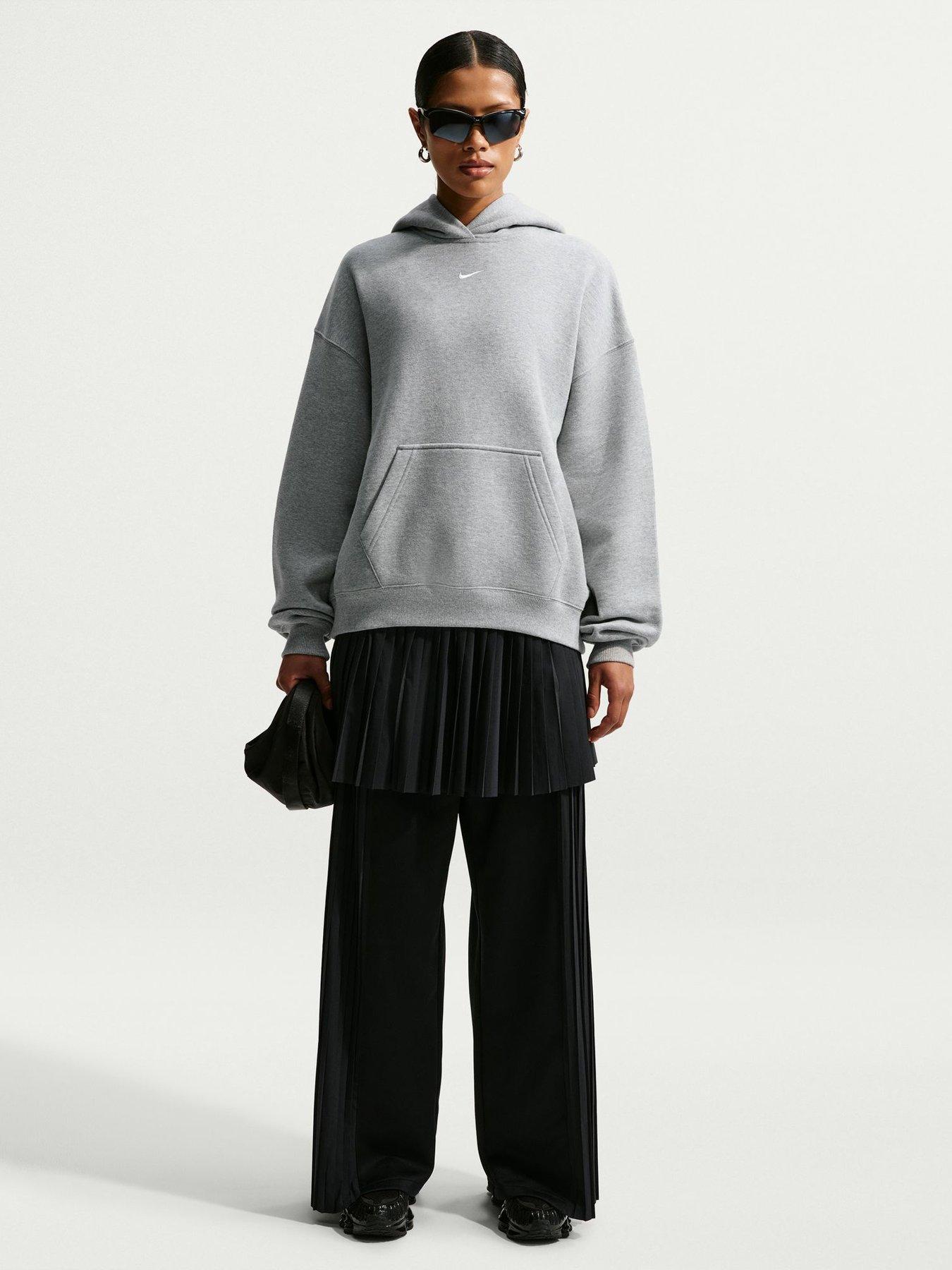 Image 3 of 5 of Nike Womens Studio Fleece Oversized Hoodie - Grey