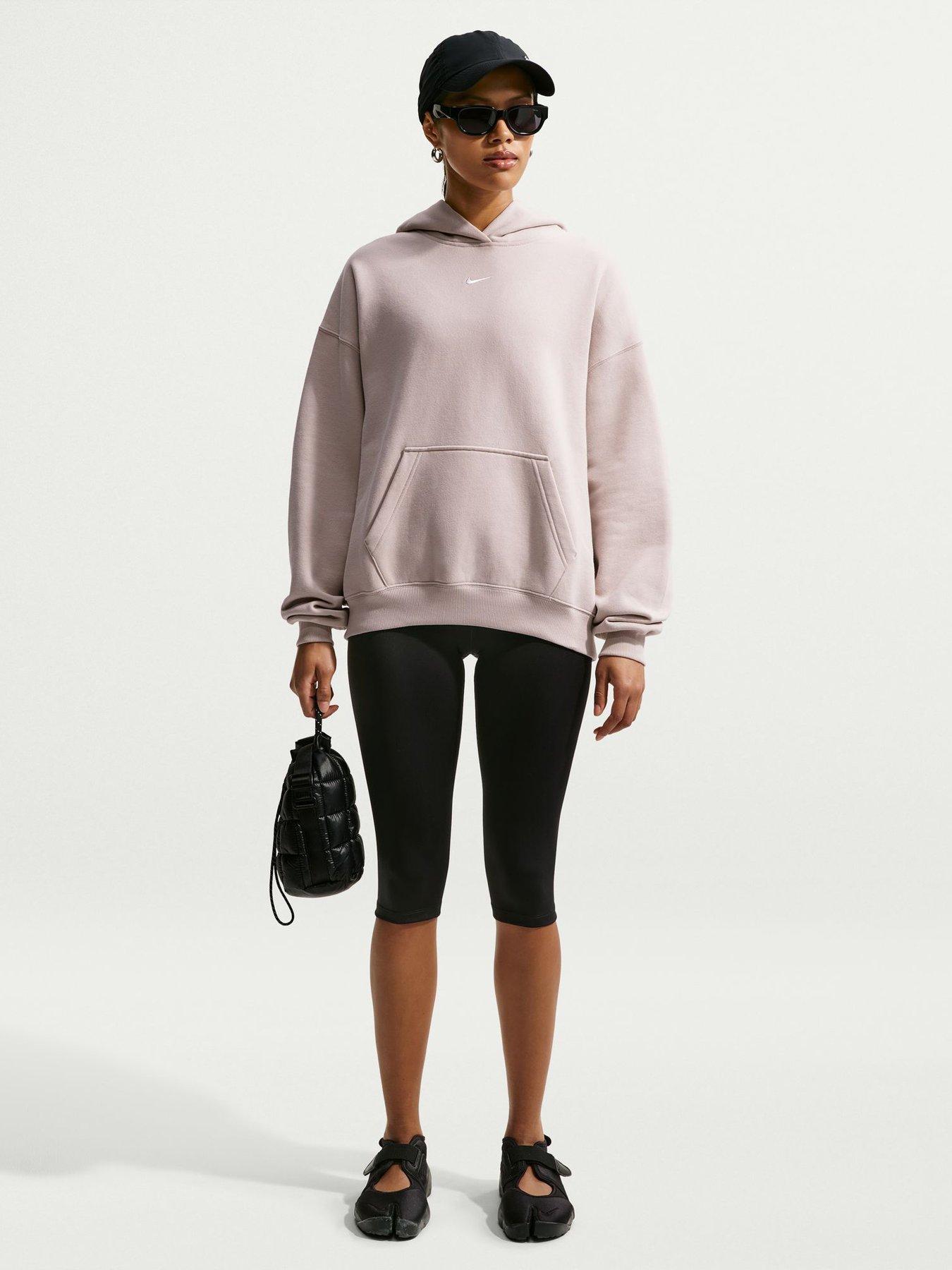 Image 3 of 5 of Nike Womens Studio Fleece Oversized Hoodie - Cream