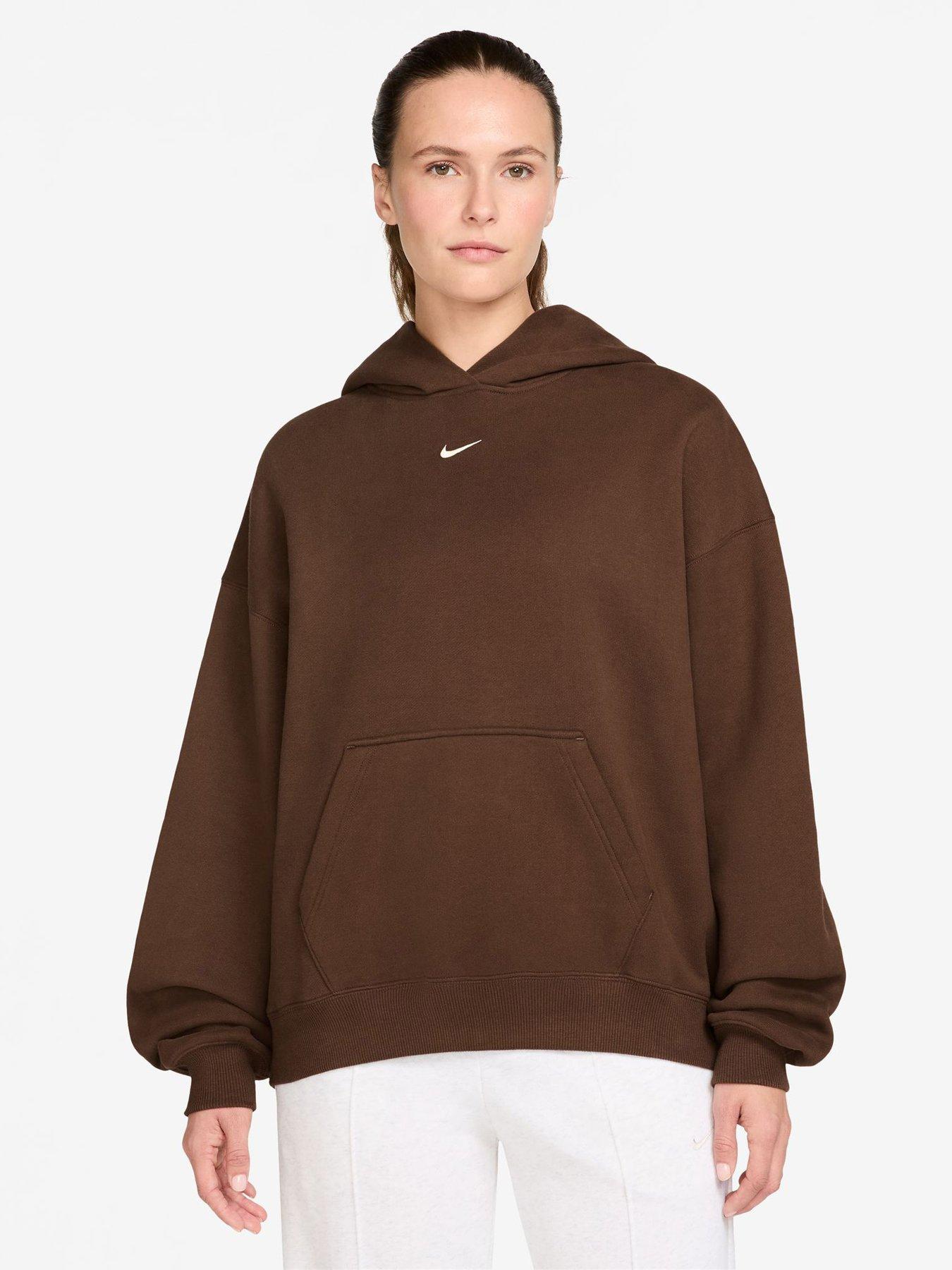 Image 1 of 3 of Nike Womens Studio Fleece Oversized Hoodie - Brown