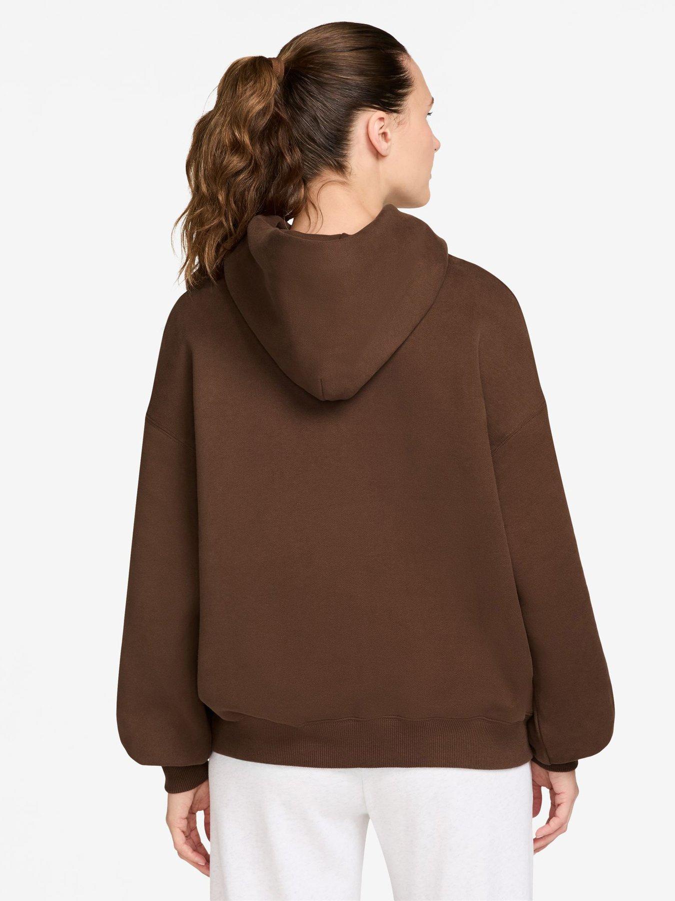 Image 2 of 3 of Nike Womens Studio Fleece Oversized Hoodie - Brown